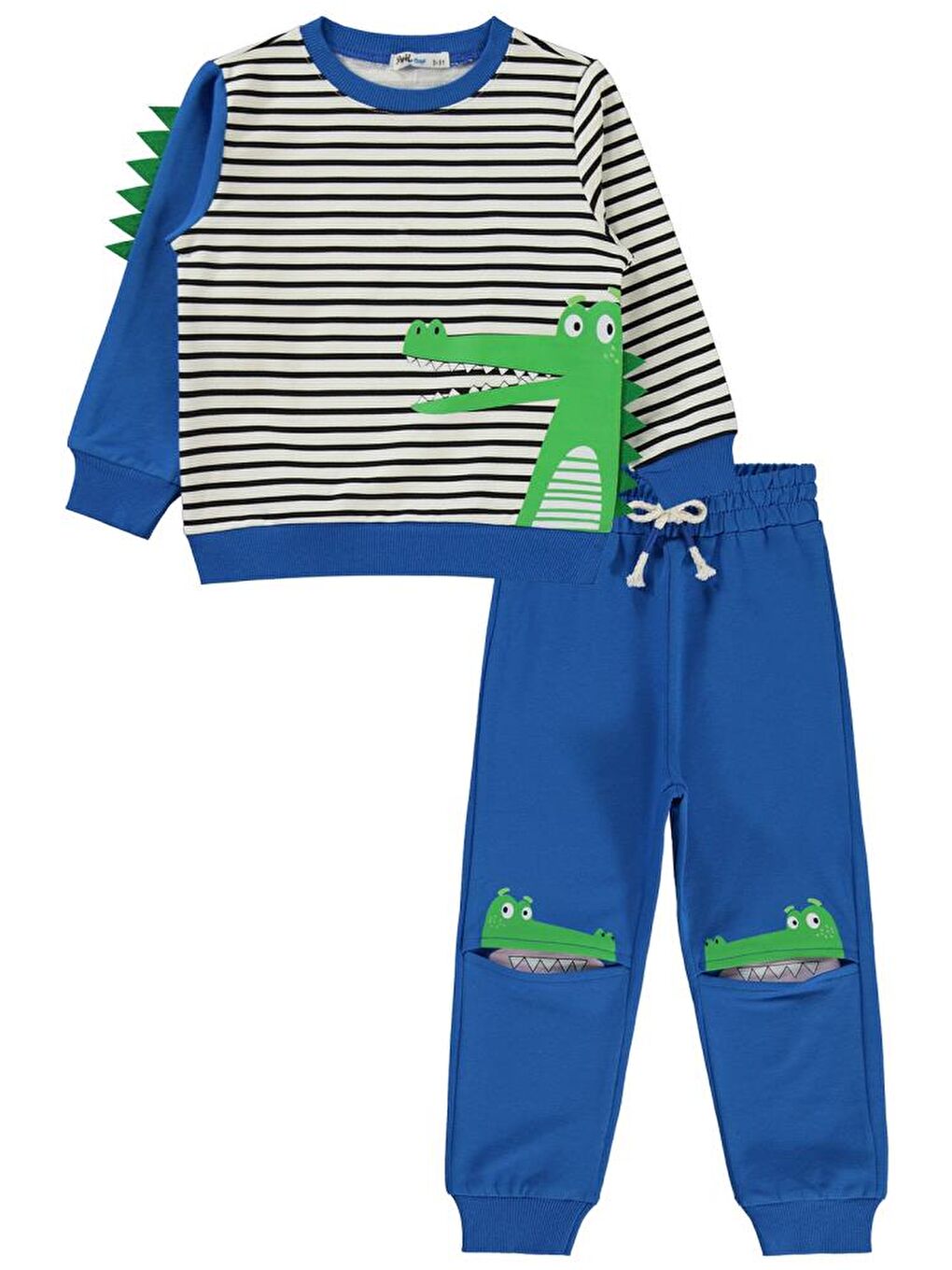 Mavi Boys Timsah Baskılı 2-5 Yaş Eşofman Takımı-1