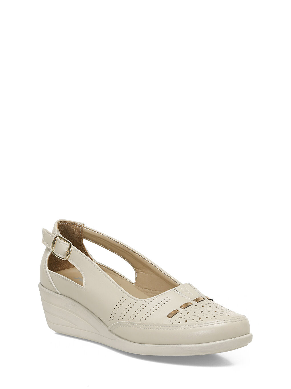 166742.Z5FX Bej Kadın Dolgu Topuk Ayakkabı-1