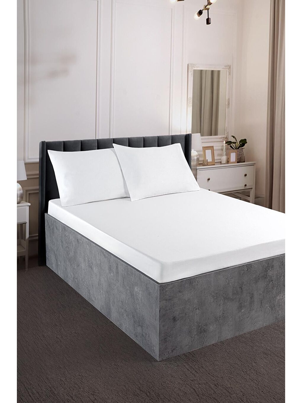 Beyaz Pan Serisi Ranforce Tek Kişilik Çarşaf Takımı 63 Tel %100 Pamuk Bejkırmızı