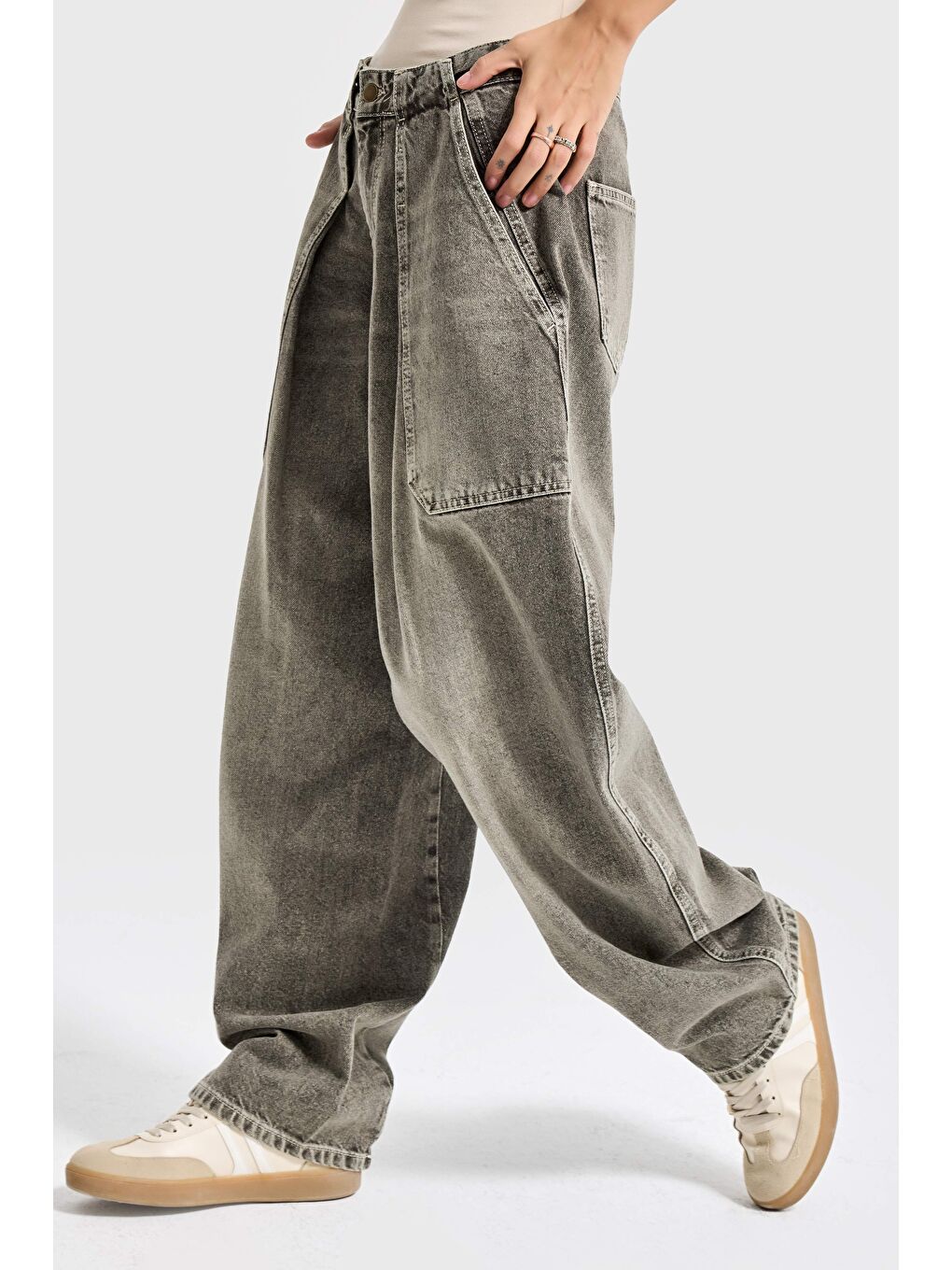 Mavi Kadın Jean Rengi 4s6-133 Ballon Baggy Fit %100 Pamuk Yandan Cepli Denim Jean