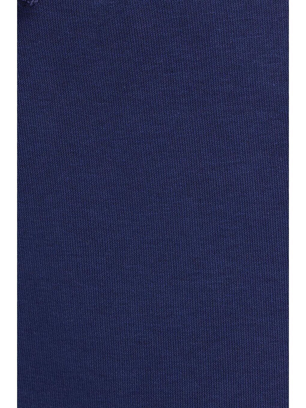 Kadın Relax Fit Rahat Kesim Şardonlu 3 Cepli Lastikli Jogger Paça Lacivert Eşofman Altı-5