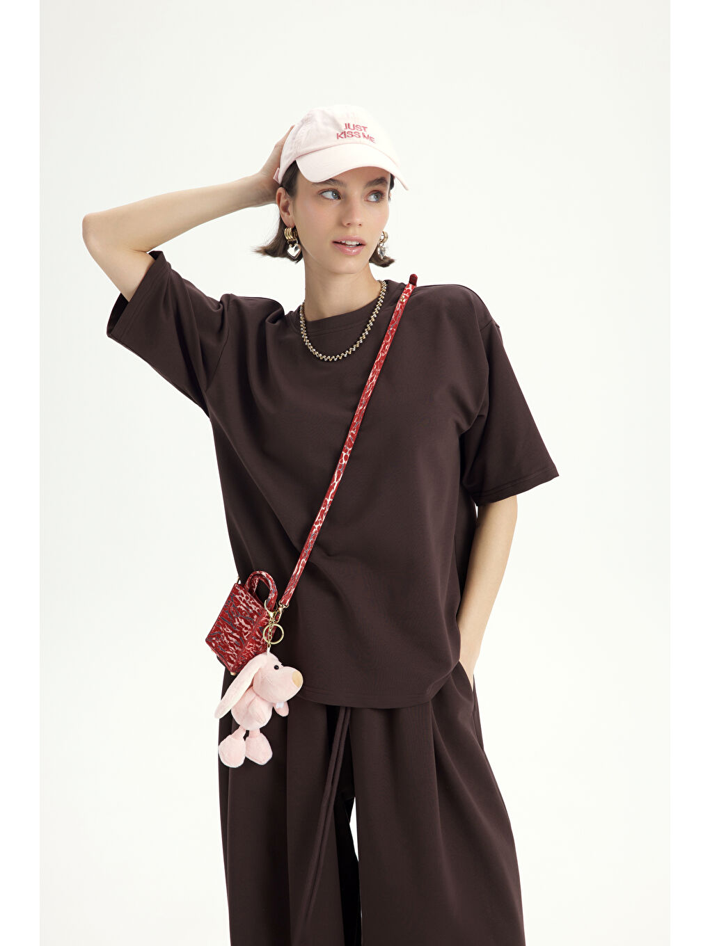 Kahverengi Bruges Oversize Kahve T-Shirt Eşofman Takım