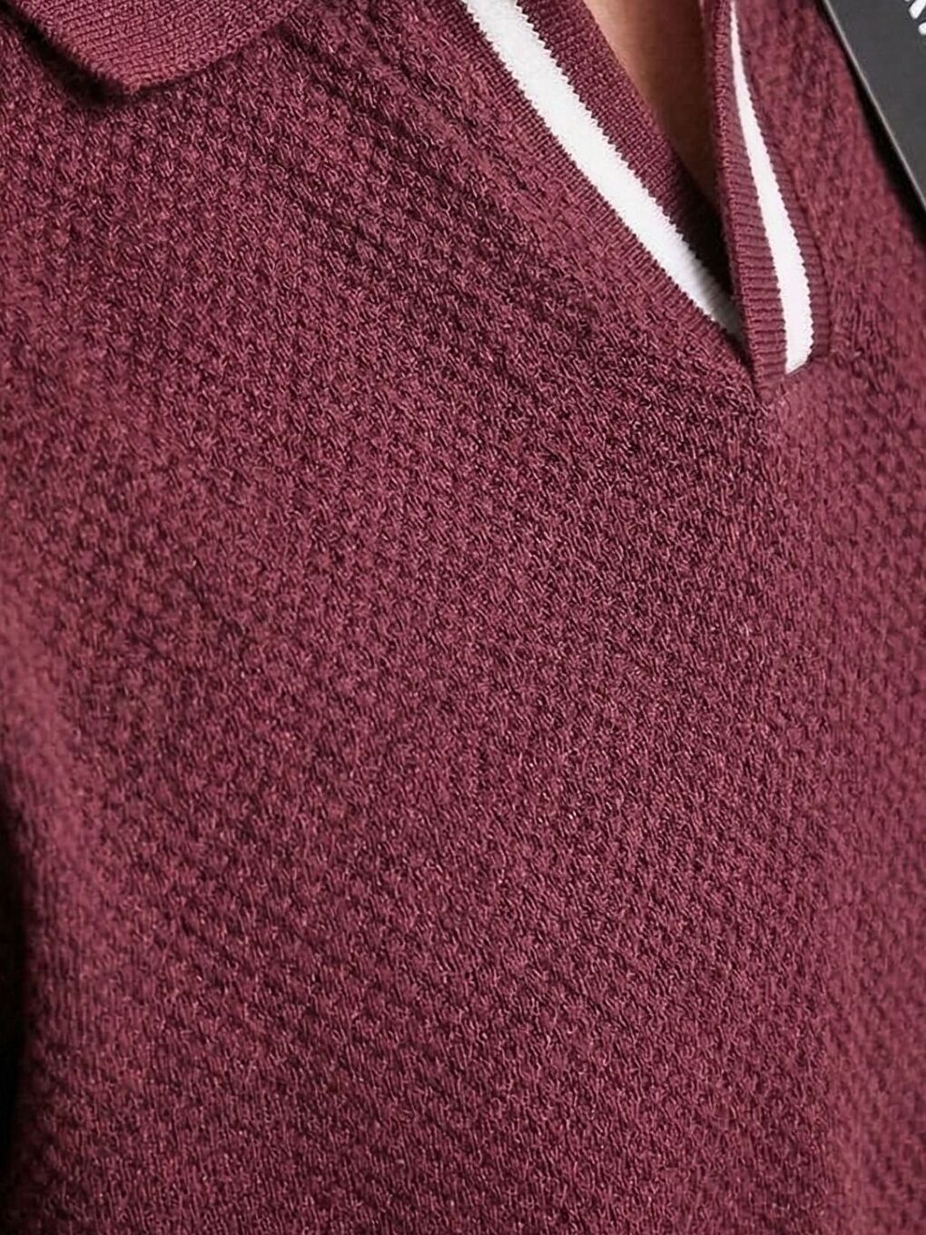 Bordo Basic Polo Yaka Premium %100 Pamuk Tişört-1