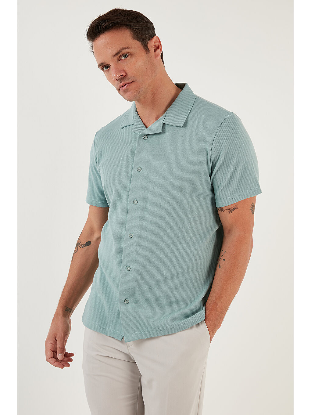 Siyah Pamuklu Regular Fit Kısa Kollu 2'li Paket Gömlek 5902640S2-1