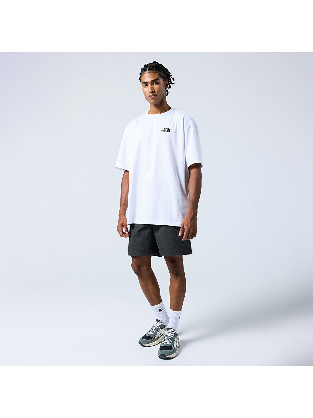 Essential Oversize Erkek Beyaz Yuvarlak Yaka Tişört-3