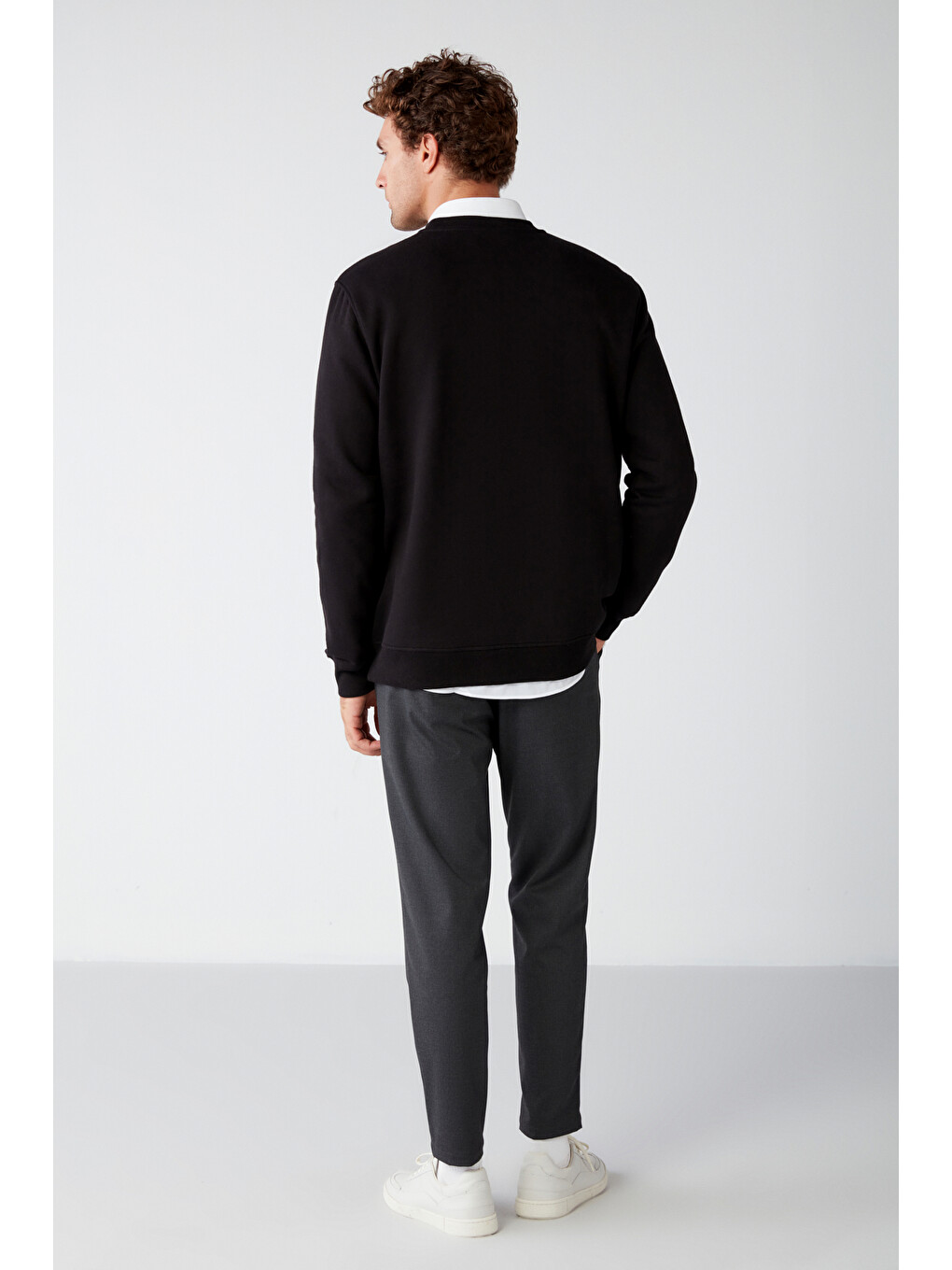 Travıs Erkek Organik Kumaşlı Yumuşacık Regular Fit Yuvarlak Yakalı Siyah Sweatshirt-5