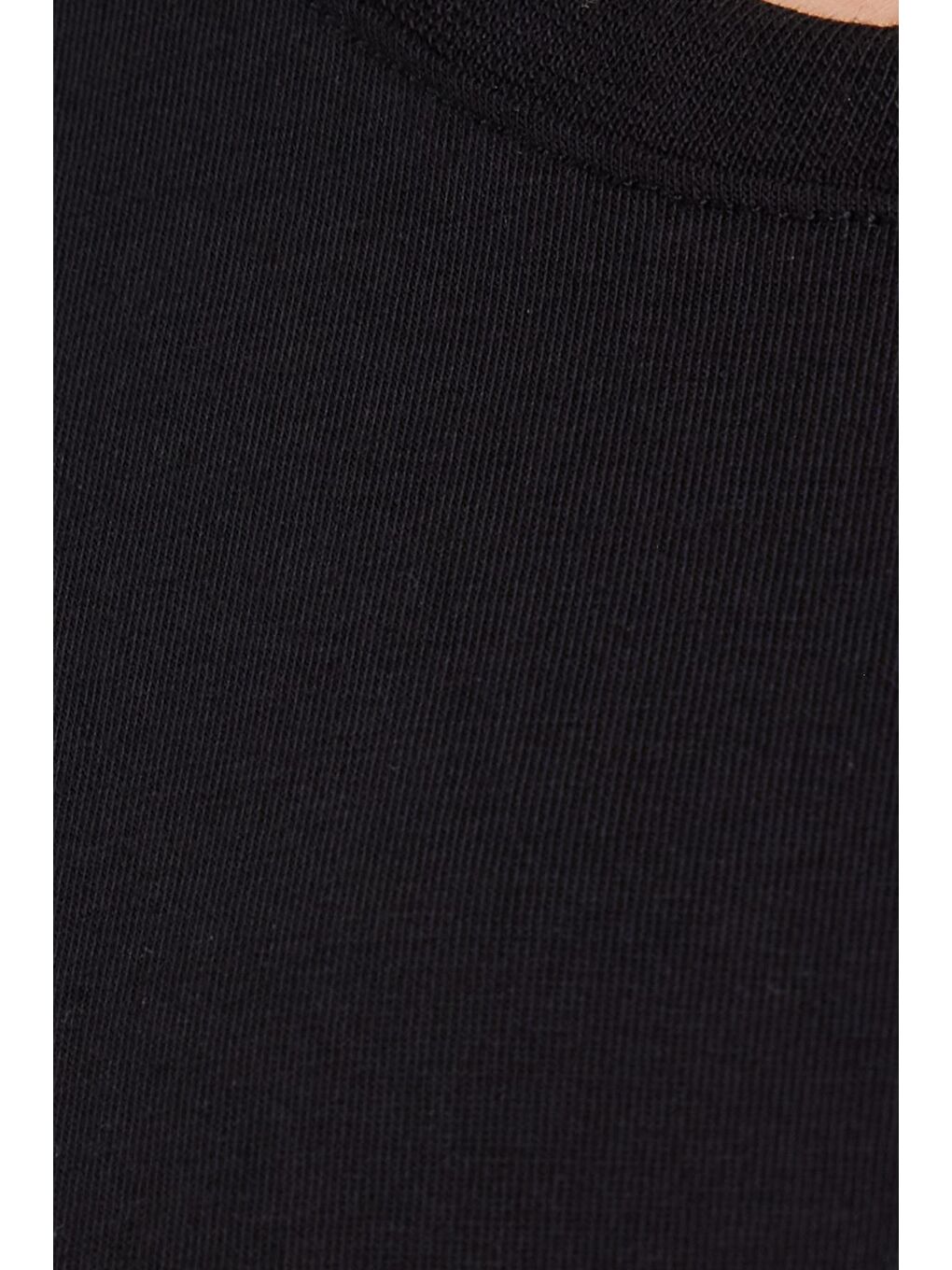 Kadın Bol Kesim Rahat Duruş %100 Pamuk Yumuşak Dokulu Siyah Bisiklet Yaka Tişört-5