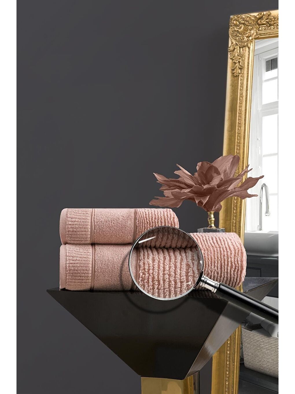 Pembe Venedik Micro Pamuk El Havlusu 50x90 cm Somon-1