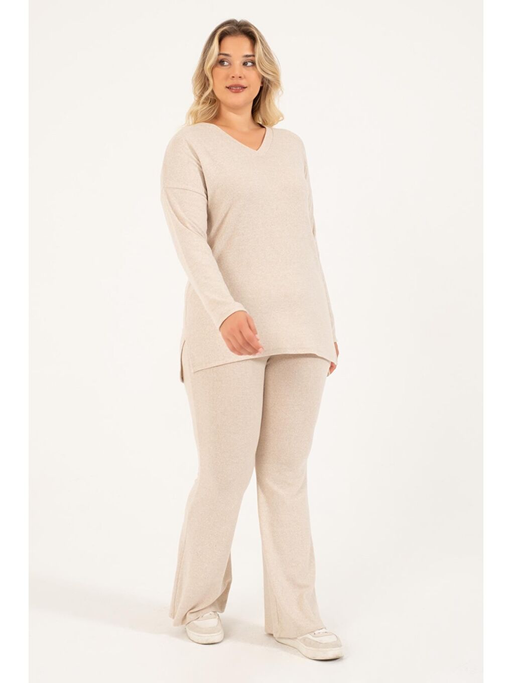 Mylinemoda Bej Basic V Yaka Triko Kazak - 2