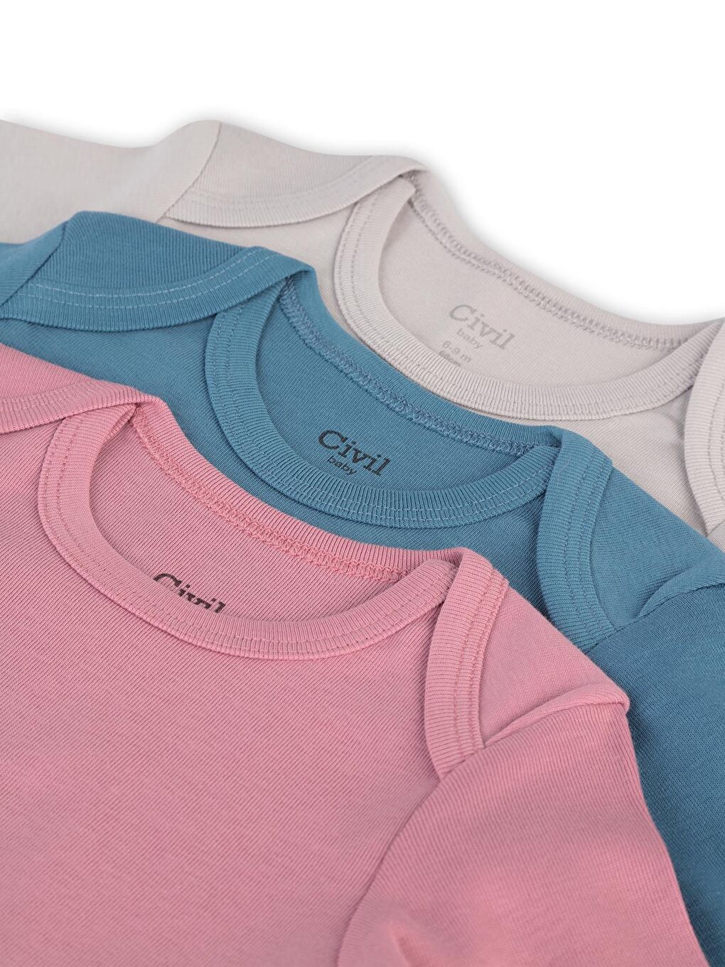 Baby Basıc 3 Lü 0-36 Ay Çıtçıtlı Badi - Gri 1-3 Ay-9