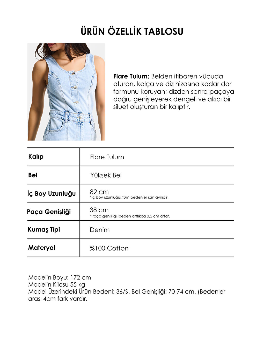 Mavi Kadın Ice 4s6-3 Palazzo Fit %100 Pamuk Denim Salopet Tulum-5