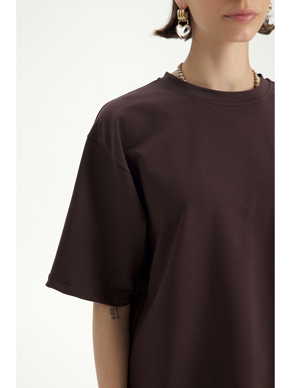 Kahverengi Bruges Oversize Kahve T-Shirt Eşofman Takım-6