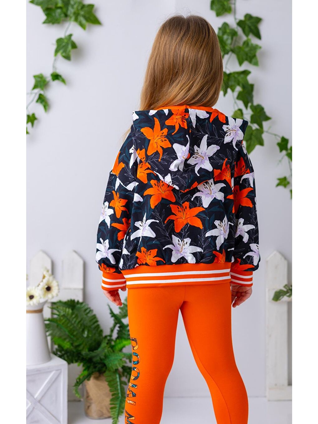 Karışık Kız Çocuk Çiçek Desenli Kapüşonlu Sweatshirt - Çiçek Desenli-2