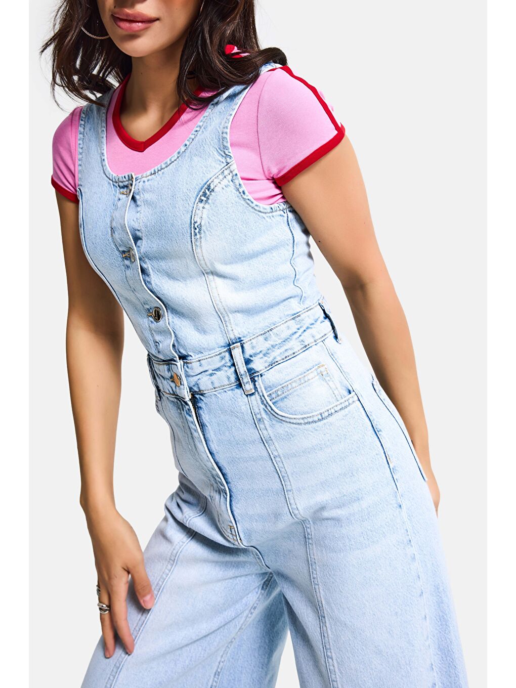 Mavi Kadın Ice 4s6-3 Palazzo Fit %100 Pamuk Denim Salopet Tulum-6