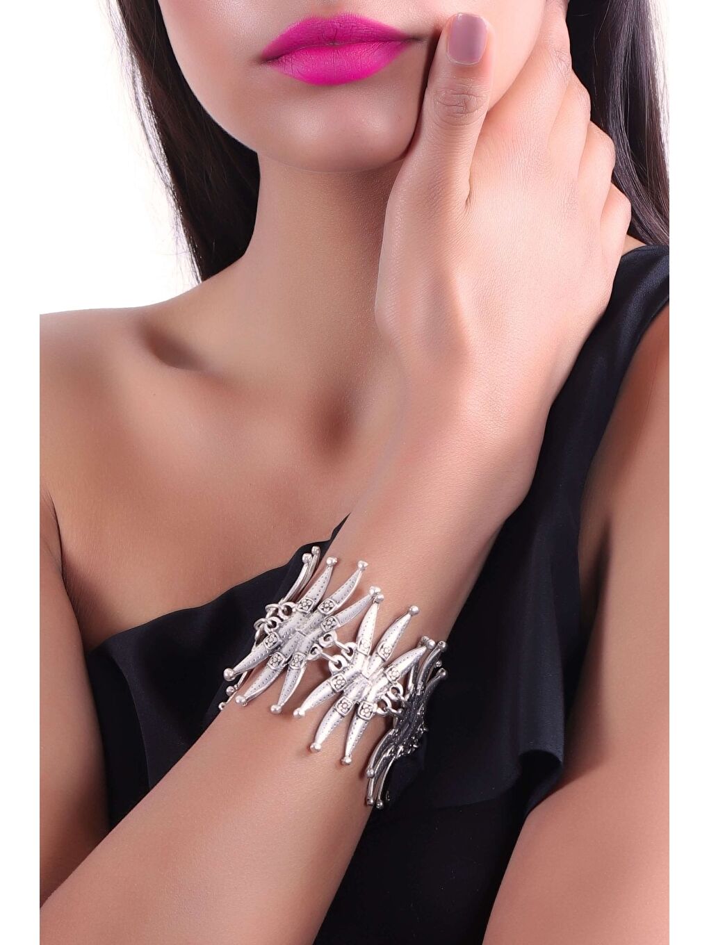 Gri Kadın Antik Gümüş Kaplama Bohem Kol Aksesuarı&bileklik-1