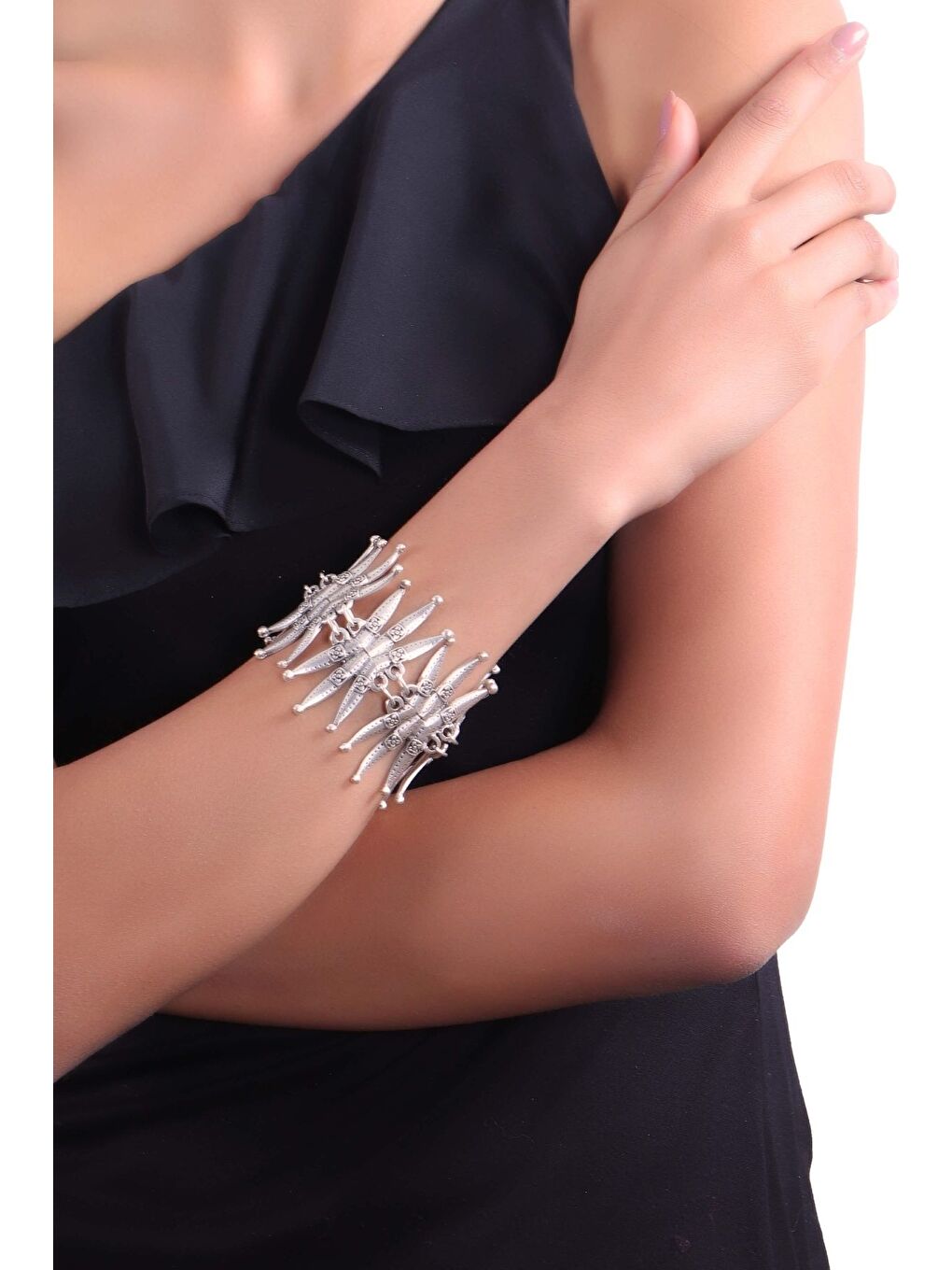 Gri Kadın Antik Gümüş Kaplama Bohem Kol Aksesuarı&bileklik-2