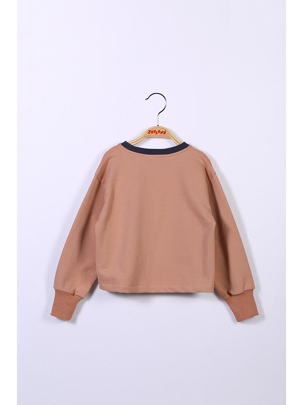 Pembe Kız Çocuk Yazı Baskılı Crop Sweatshirt-2
