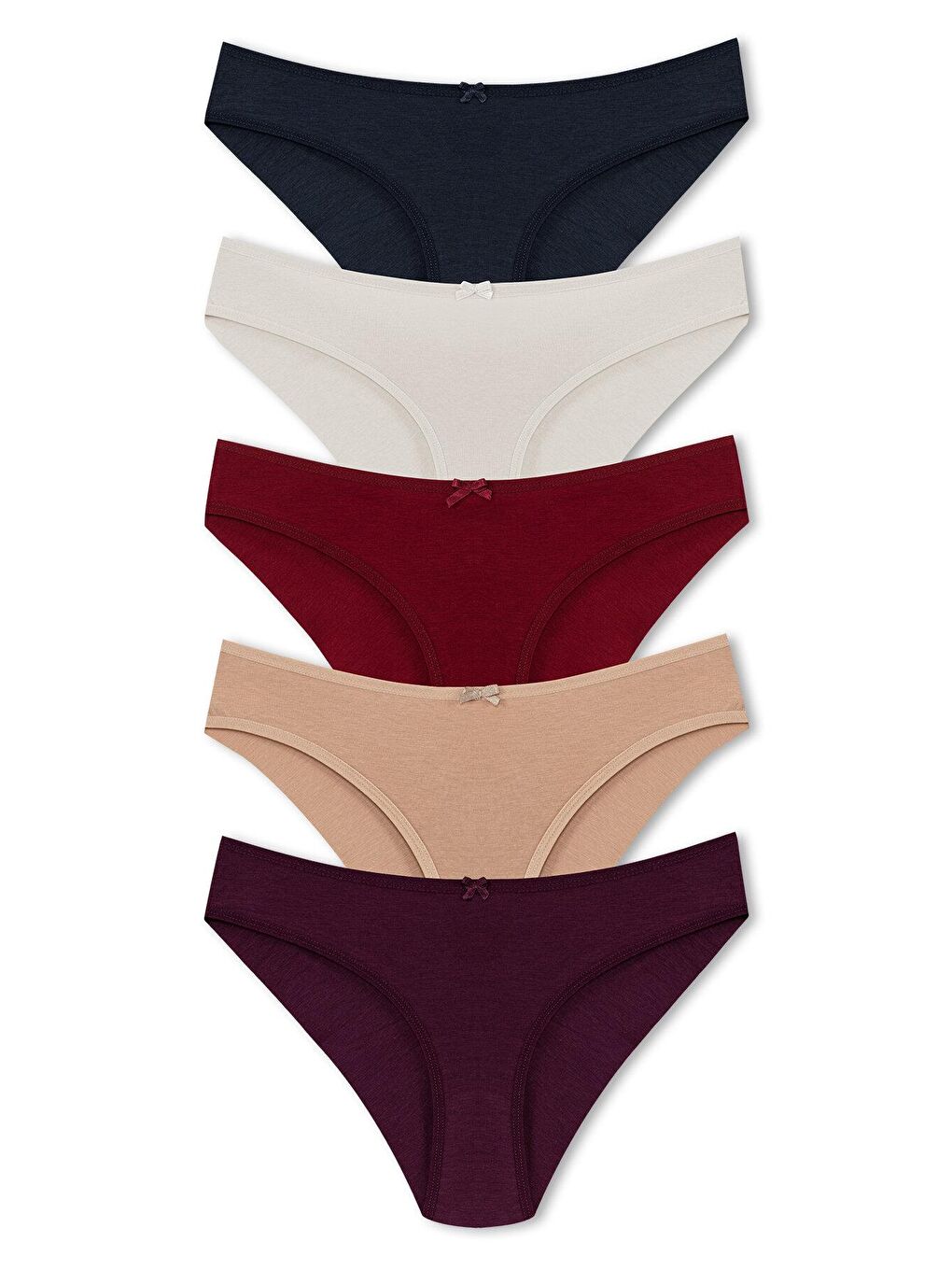 Karışık Pamuklu Arkası Çift Kat Slip Kadın Külot 5'li