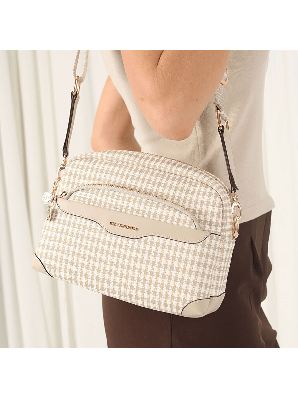 Kadın SP1201-M191 SILVER POLO Çapraz Çanta Kum Beji-Kum-5