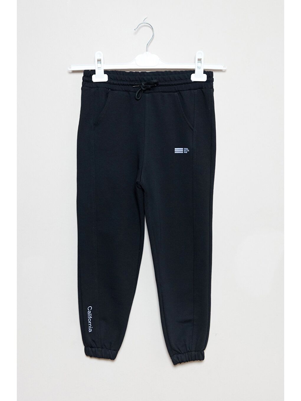 Siyah Cebi Yazı Baskılı Jogger Erkek Çocuk Eşofman Altı