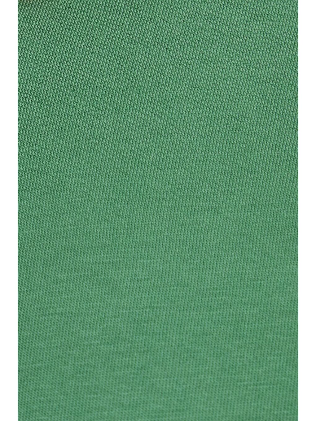 Kadın Bol Kesim Rahat Duruş %100 Pamuk Yumuşak Dokulu Yeşil Bisiklet Yaka Tişört-5