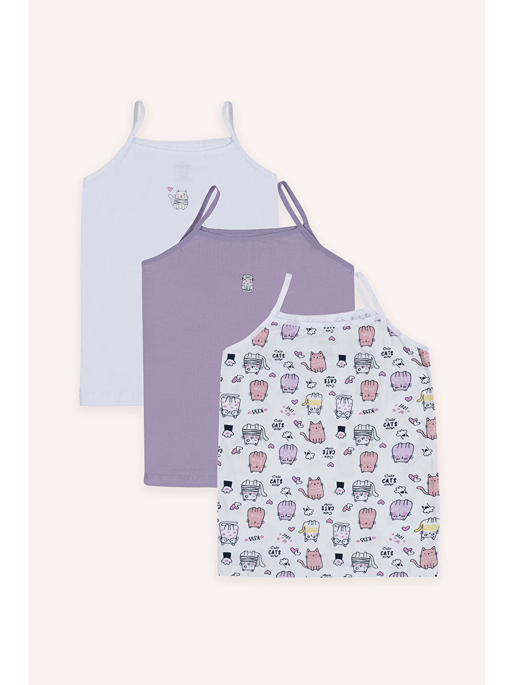 Karışık Kız Çocuk 3'lü Atlet - İç Giyim