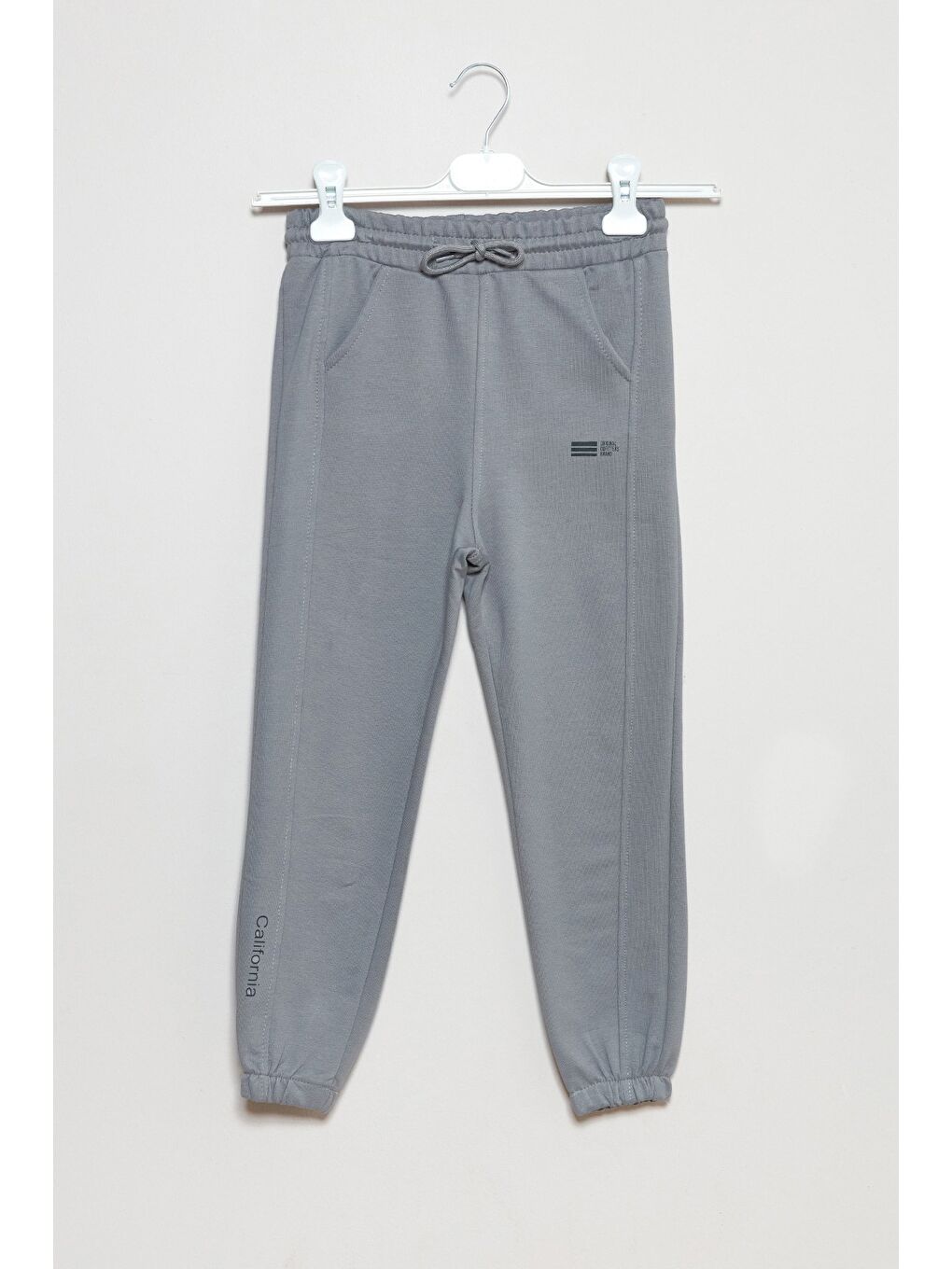 Gri Cebi Yazı Baskılı Jogger Erkek Çocuk Eşofman Altı
