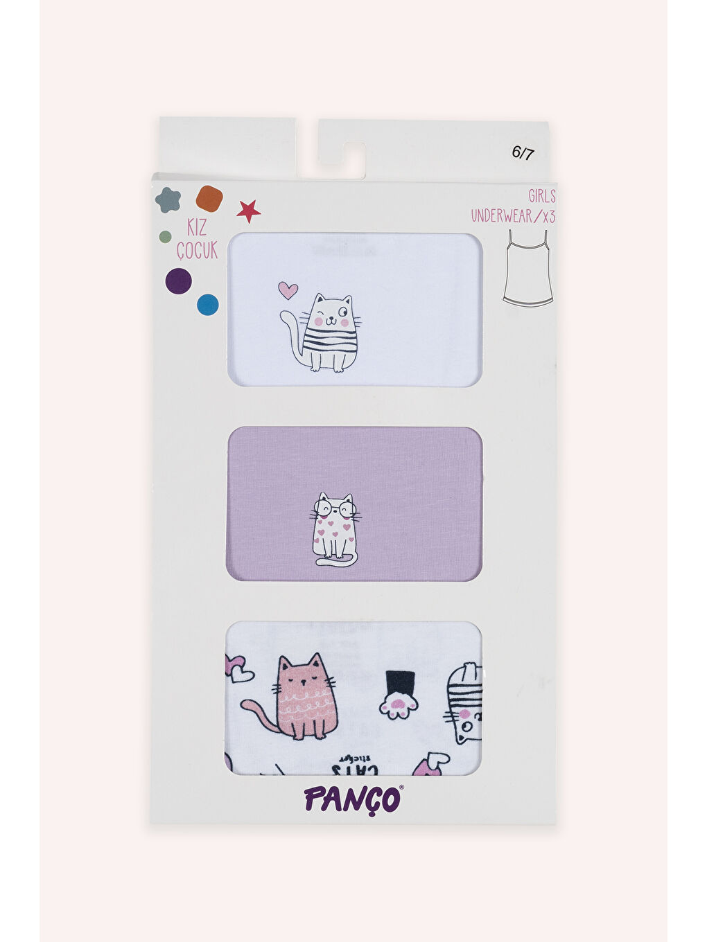 Karışık Kız Çocuk 3'lü Atlet - İç Giyim-4