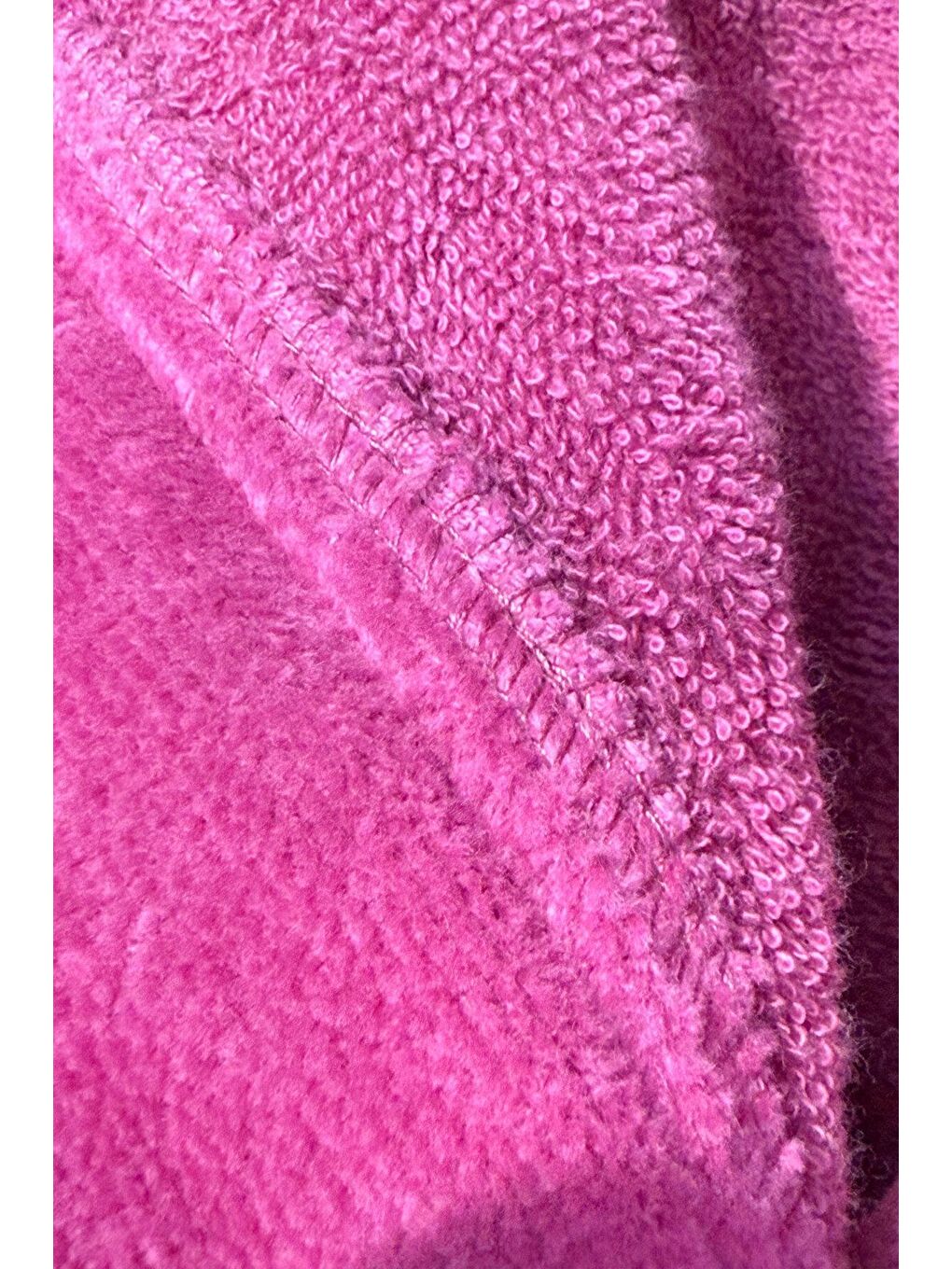 Yumuşak Dokulu Kapüşonlu Çocuk Bornozu Fuşya 7-8 Yaş-2