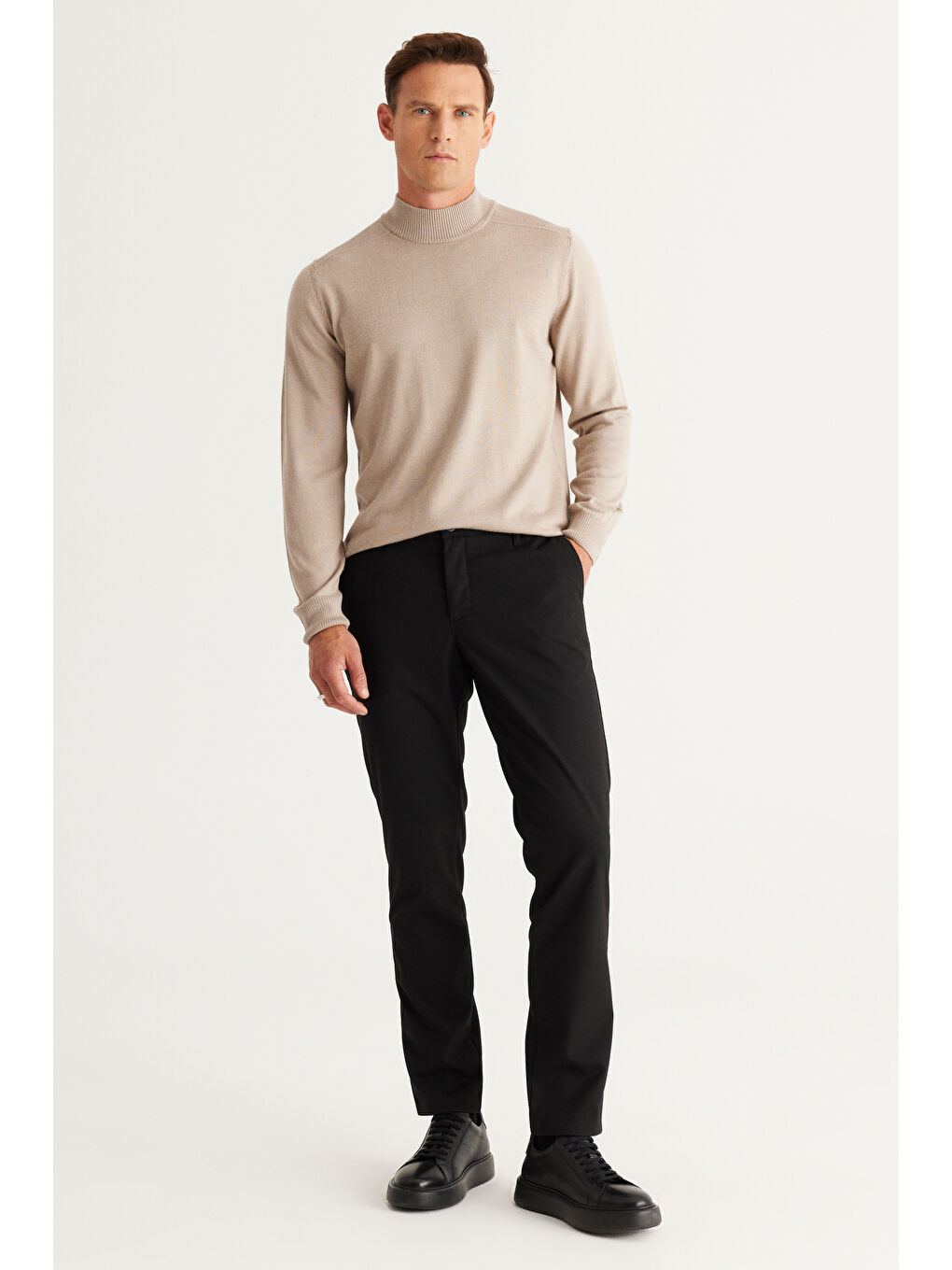 Erkek Siyah Slim Fit Dar Kesim Esnek Pantolon