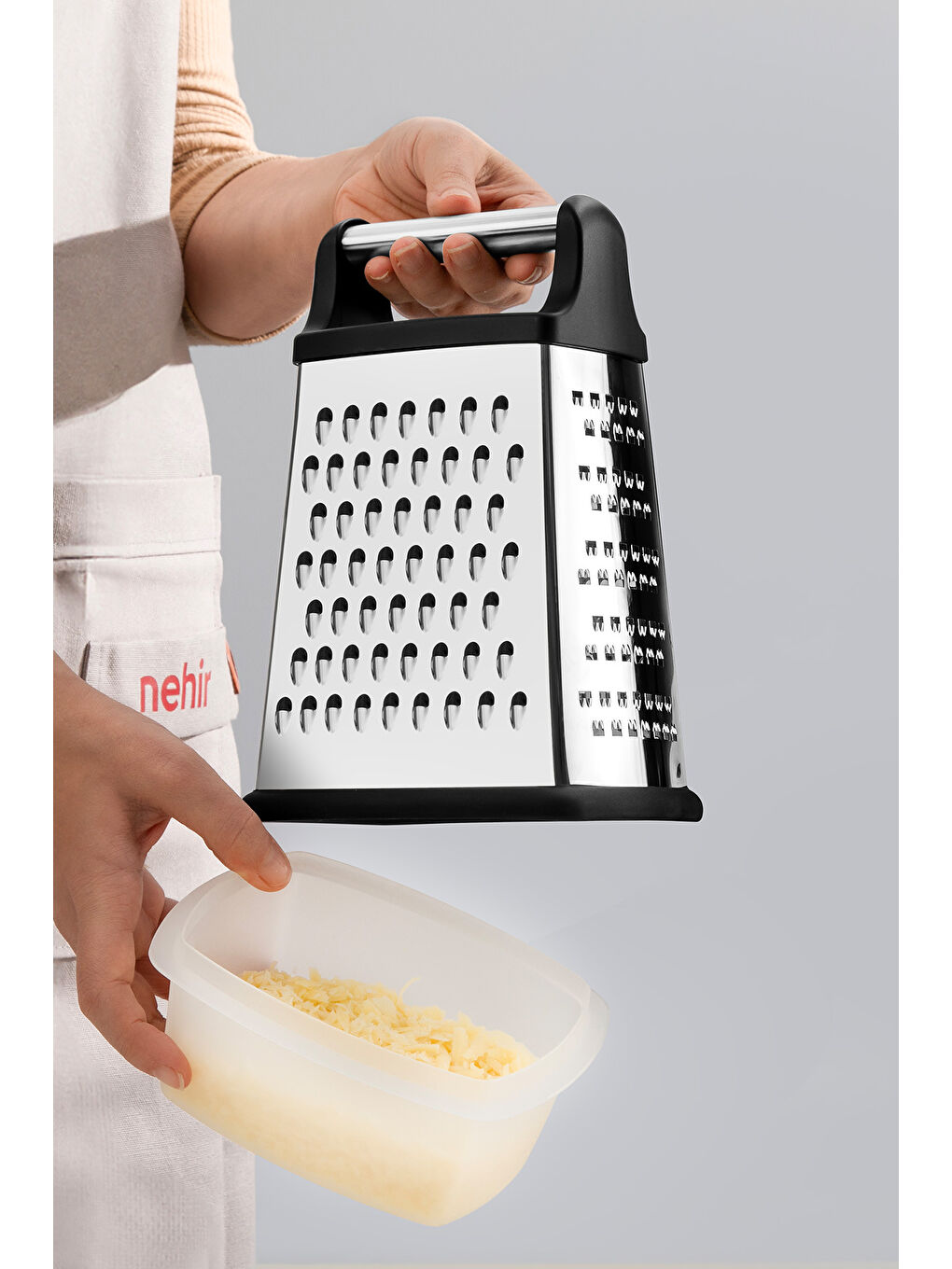 Gri Paslanmaz Çelik Oval Hazneli Rende-1