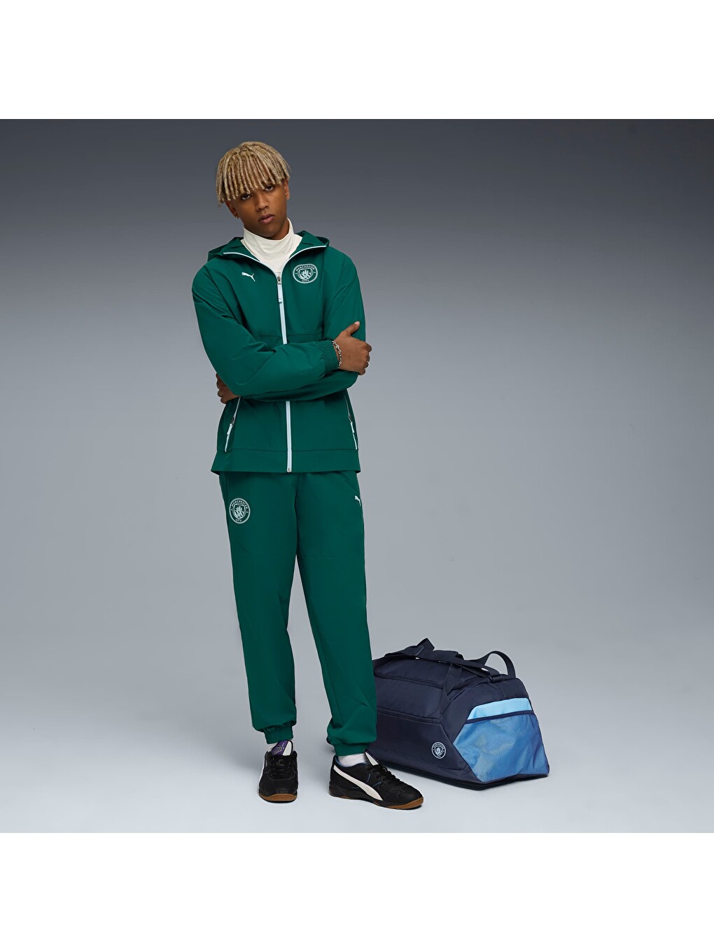 Karışık Manchester CITY PUMATECH Erkek Fermuarlı Swatshirt-4