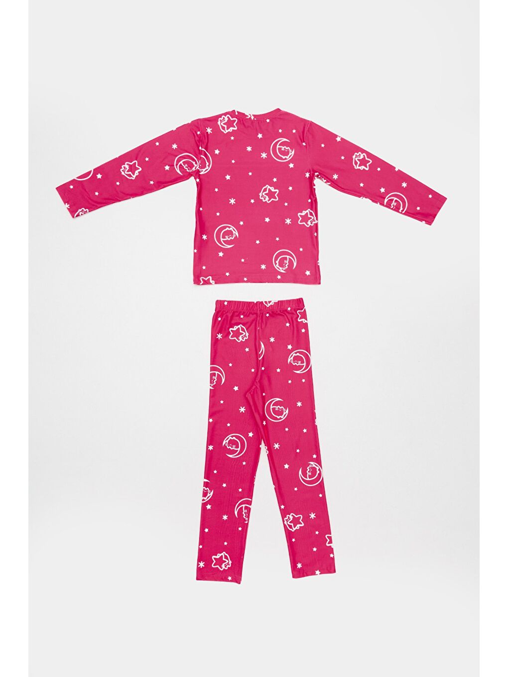 Fuşya Kedi Ve Yıldız Desenli Kız Çocuk Pijama Takımı-1