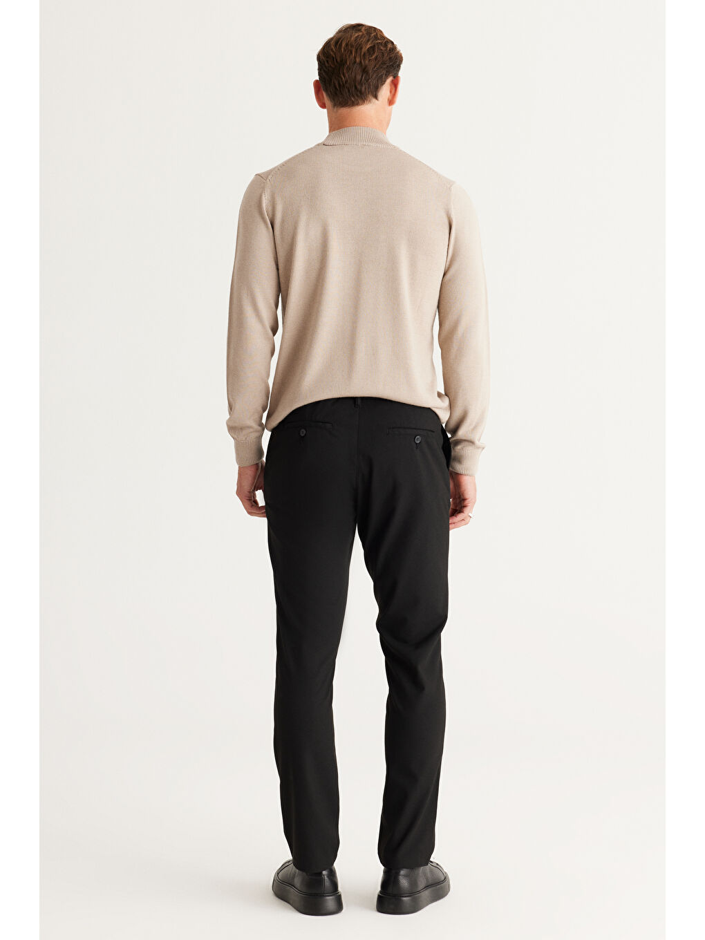 Erkek Siyah Slim Fit Dar Kesim Esnek Pantolon-5