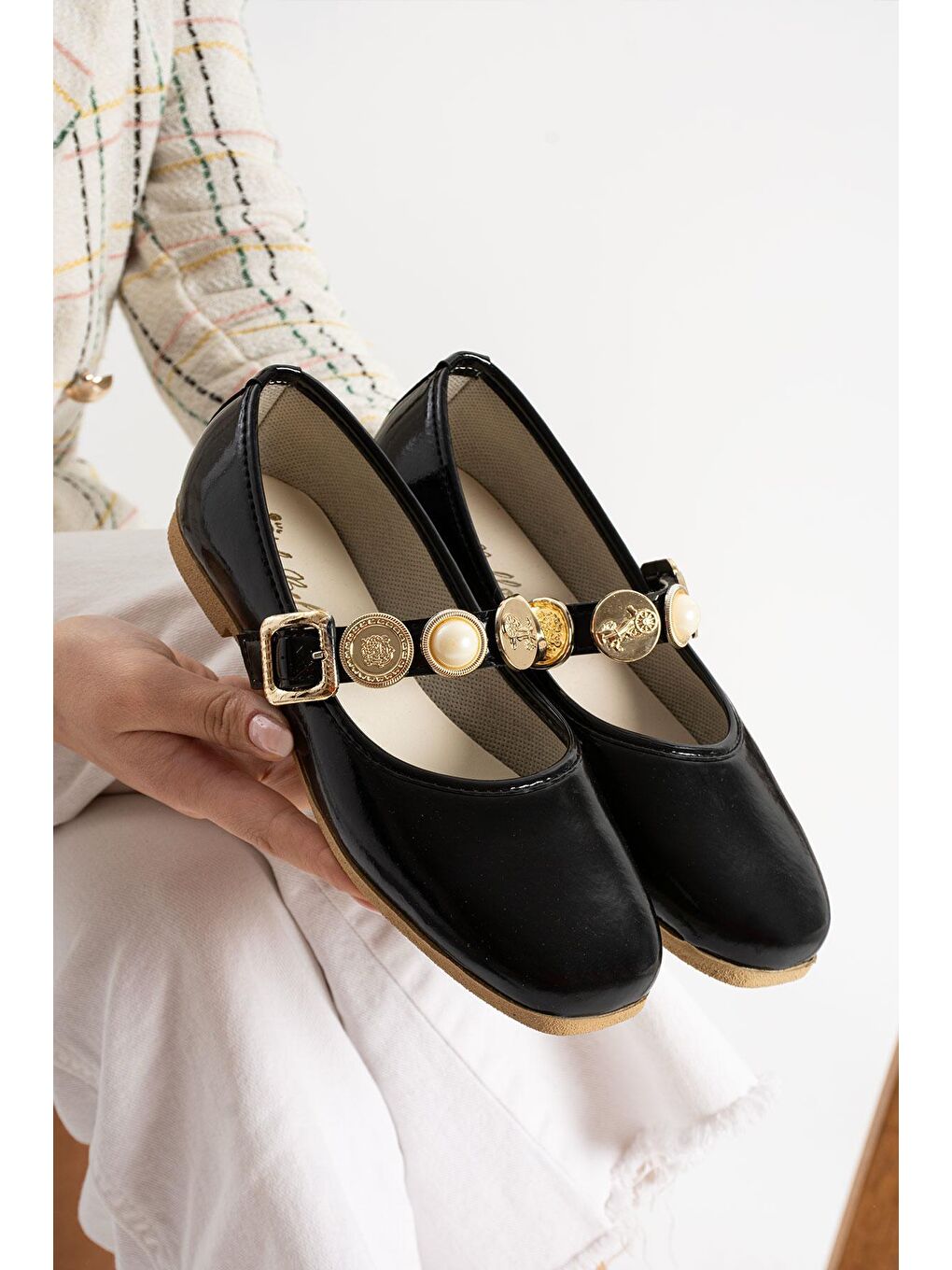 Siyah STL-110 Turalı Babet Günlük Kadın Ayakkabı Ev Babeti-2