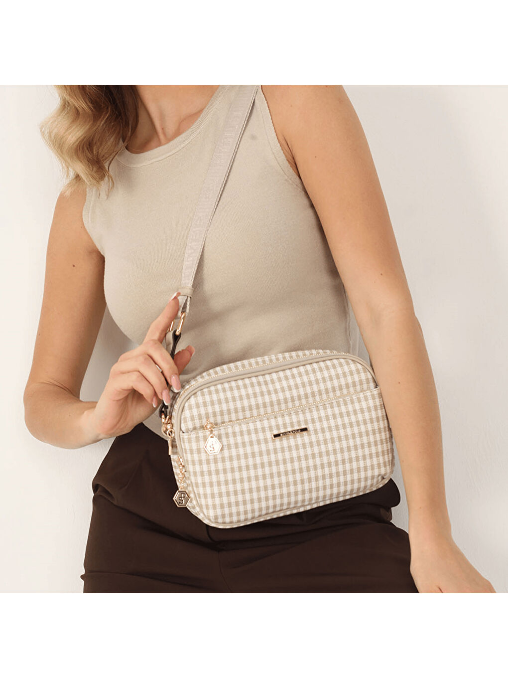 Kadın SP1162-M191 SILVER POLO Çapraz Çanta Kum Beji-Kum Beji-6