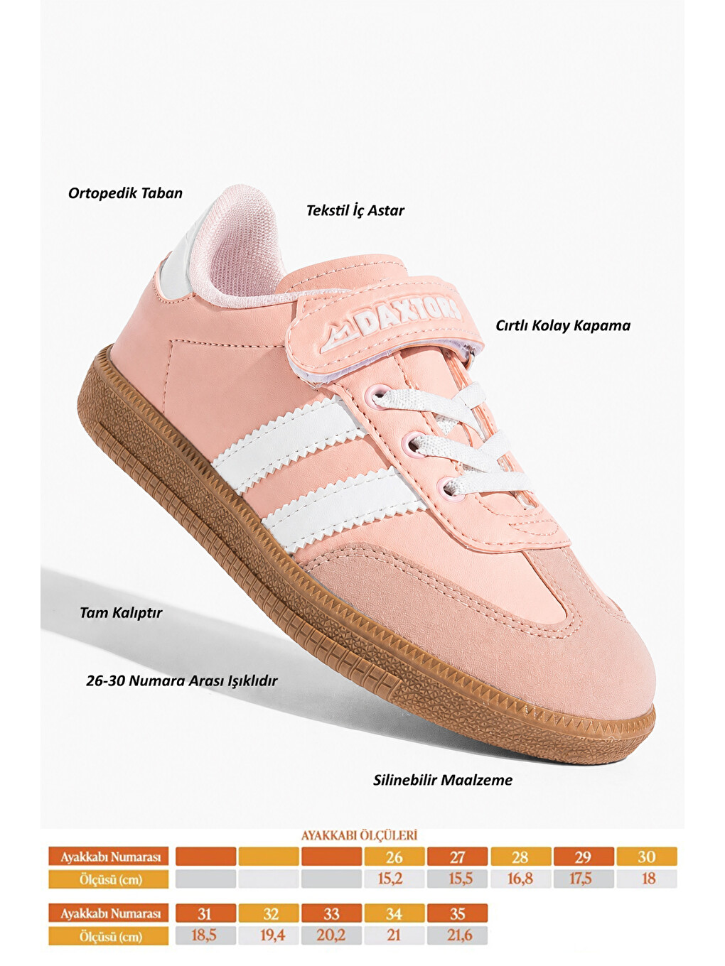 Pembe Cagne Günlük Çocuk Unisex Cırtlı Sneaker Spor Ayakkabı-2