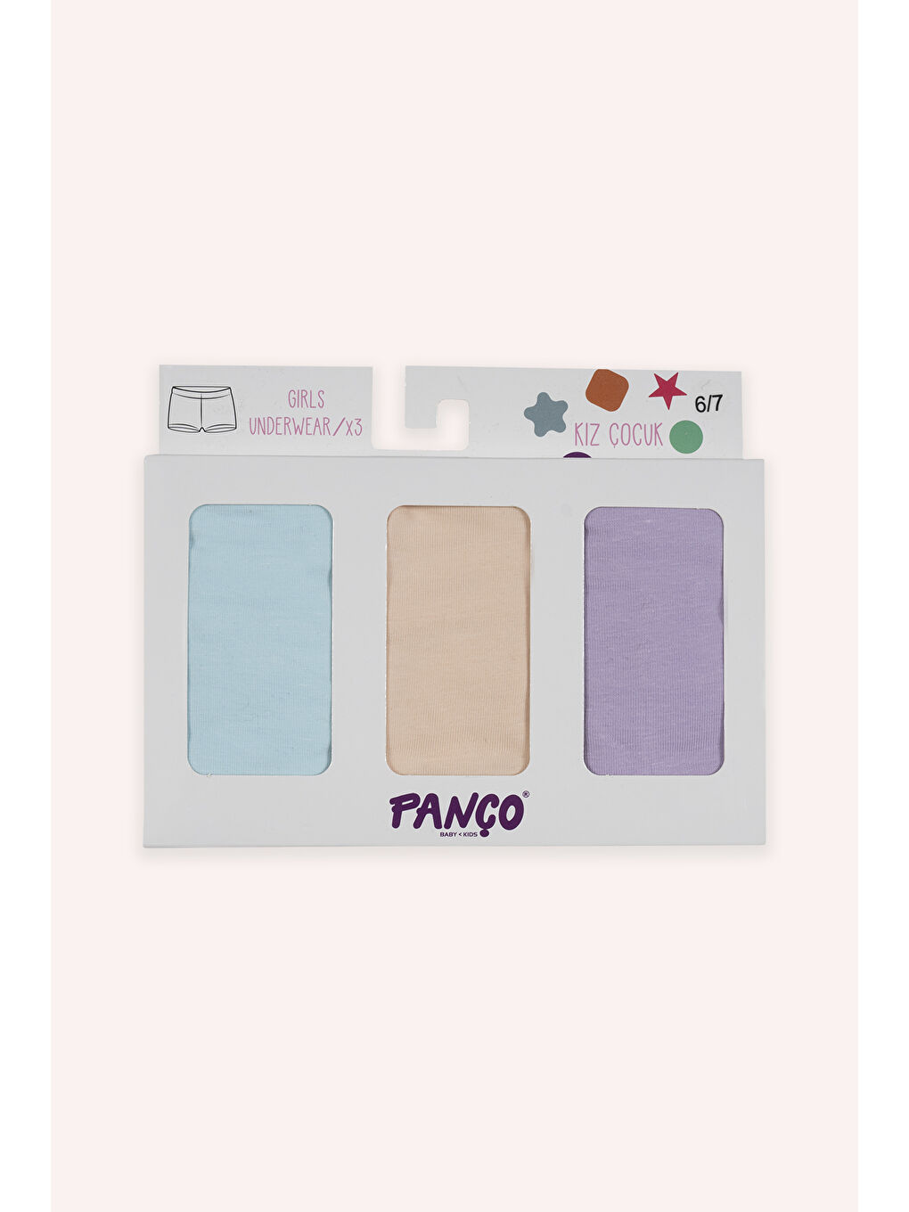 Karışık Kız Çocuk Düz Renk 3'lü Boxer - İç Giyim-1