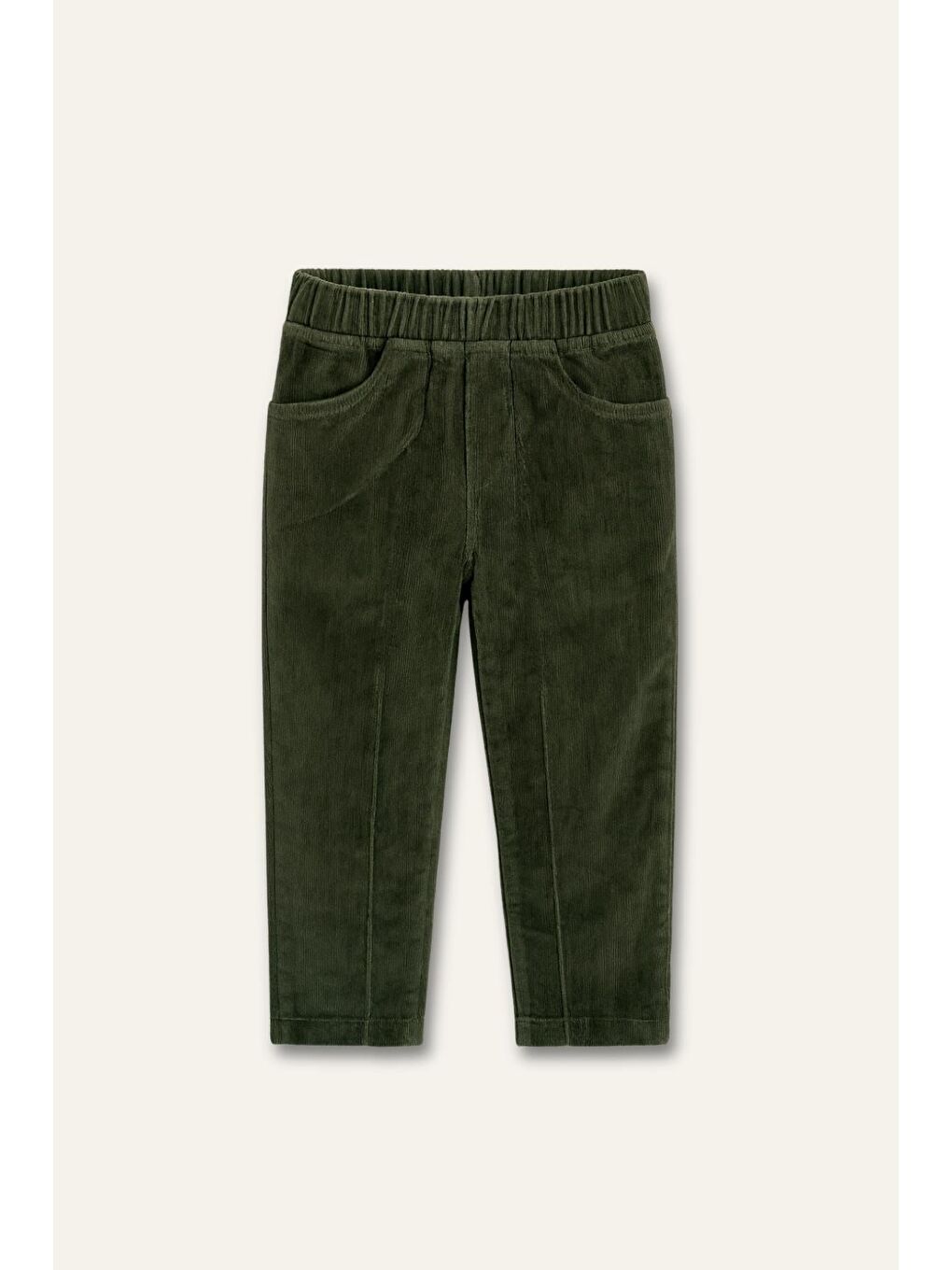 Kız Çocuk Beli Lastikli Kadife Pantolon - Haki