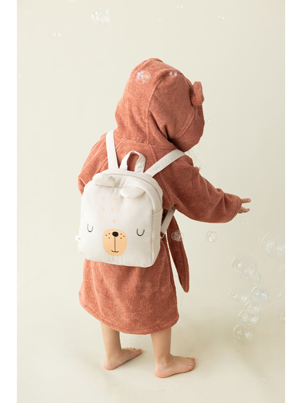 İrya Tiny Bear Organik Pamuk Müslin Çocuk Çantası Bej 23x21 cm