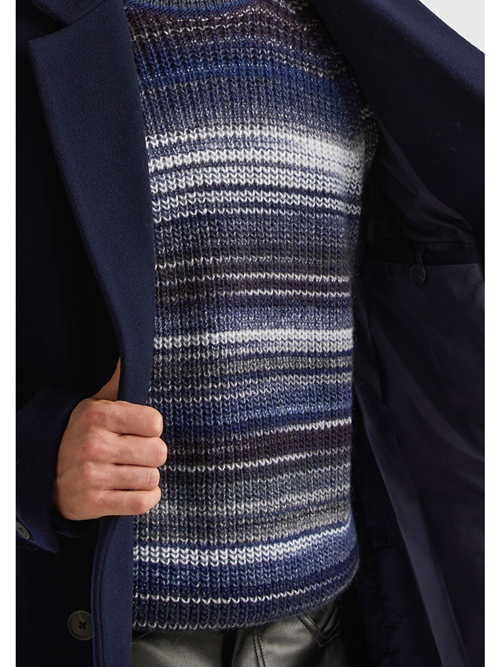 Erkek Lacivert Kruvaze Palto-5