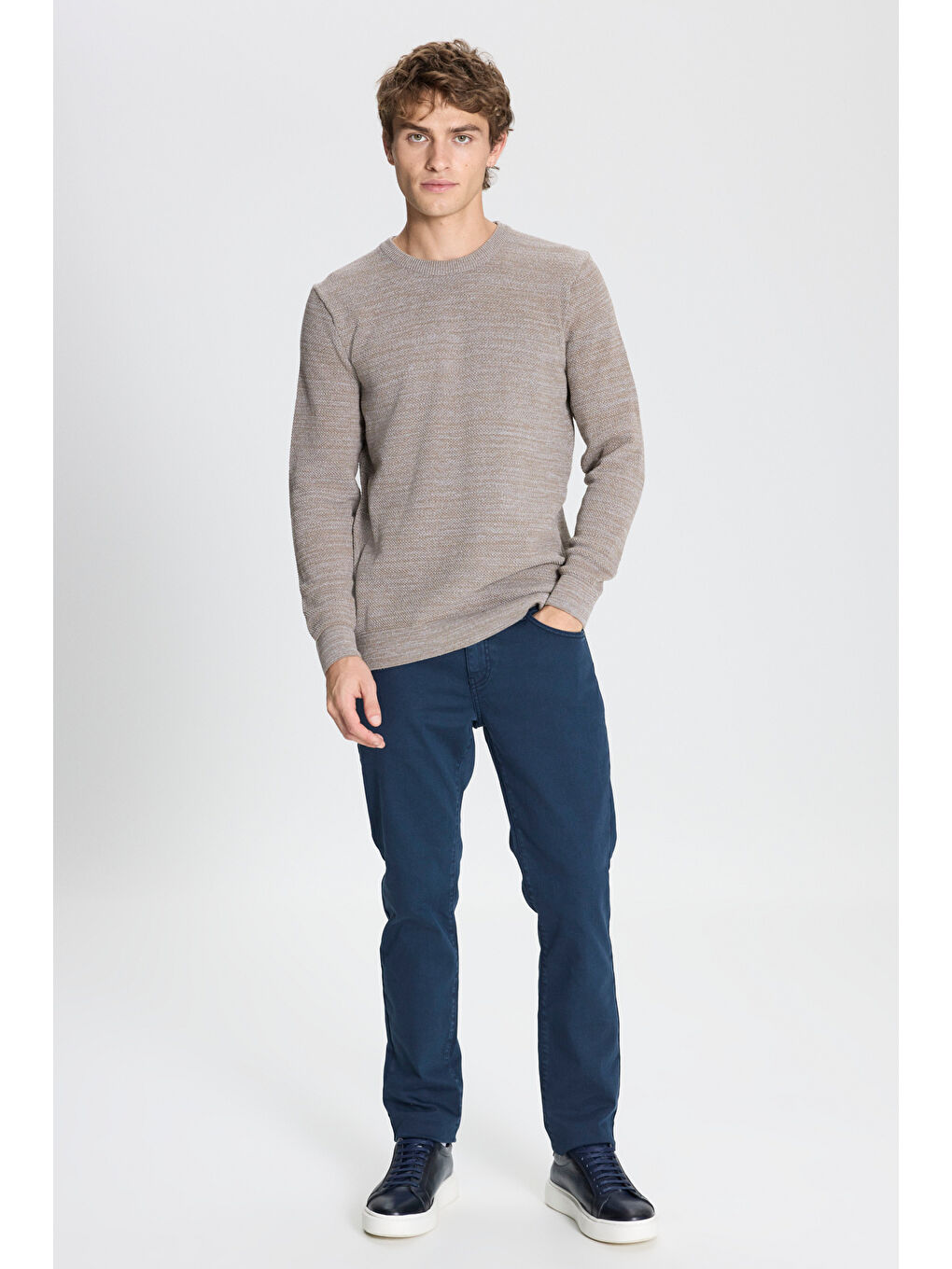 Sarı Erkek BRONZ-LACI 2'li Paket Pamuklu Standart Fit Normal Kesim Bisiklet Yaka Triko Kazak-4