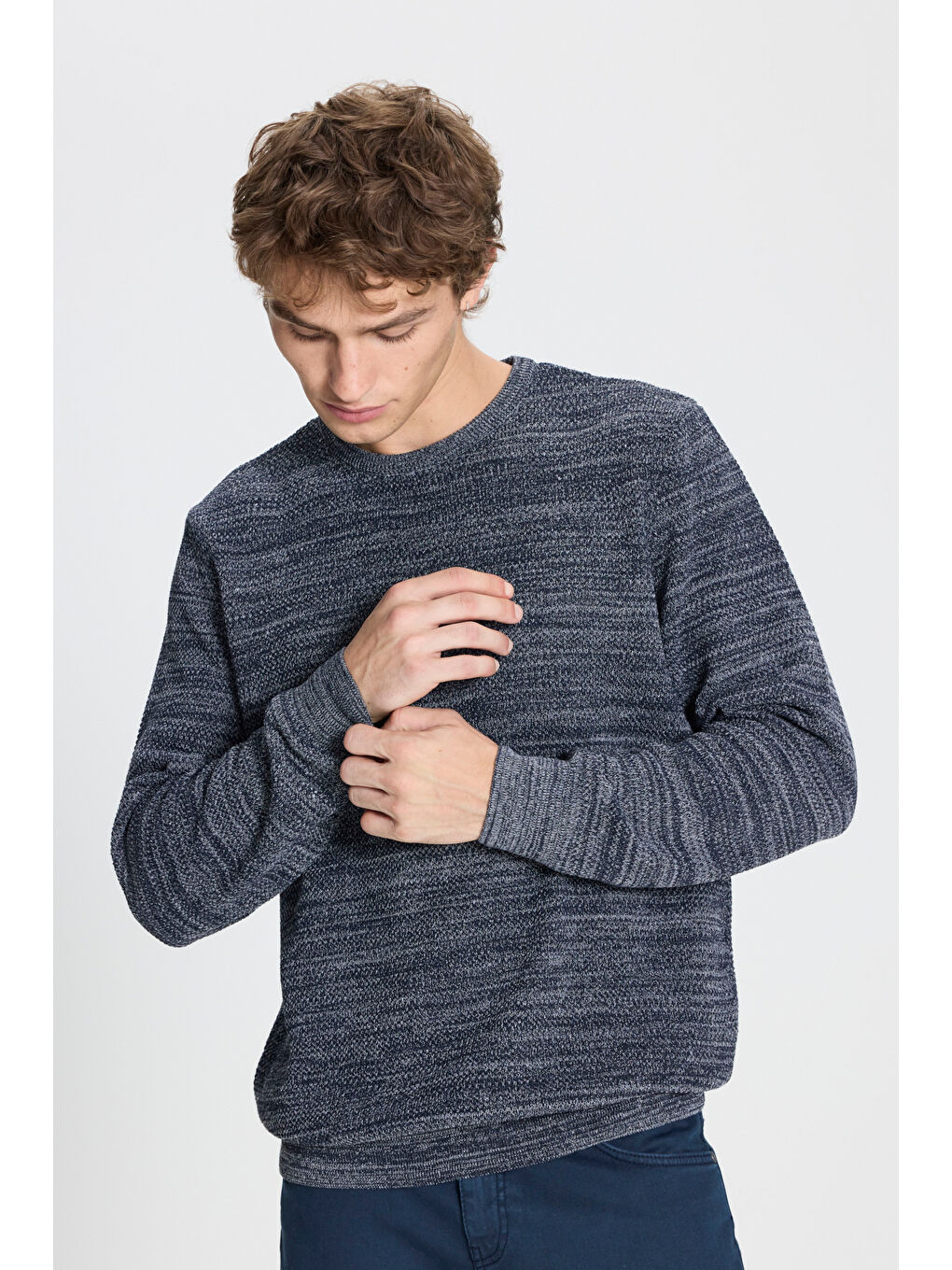 Sarı Erkek BRONZ-LACI 2'li Paket Pamuklu Standart Fit Normal Kesim Bisiklet Yaka Triko Kazak-5