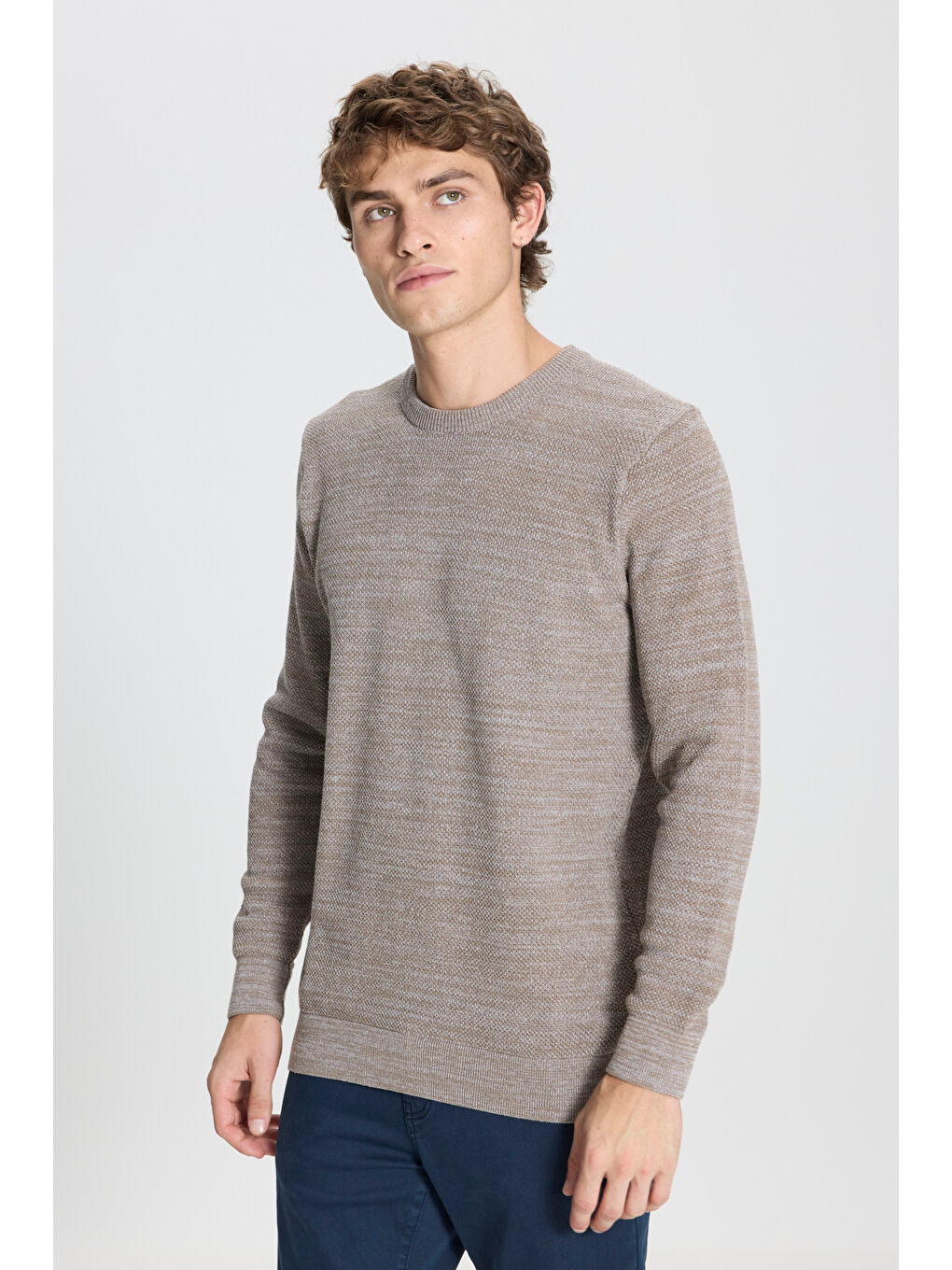 Sarı Erkek BRONZ-LACI 2'li Paket Pamuklu Standart Fit Normal Kesim Bisiklet Yaka Triko Kazak-8