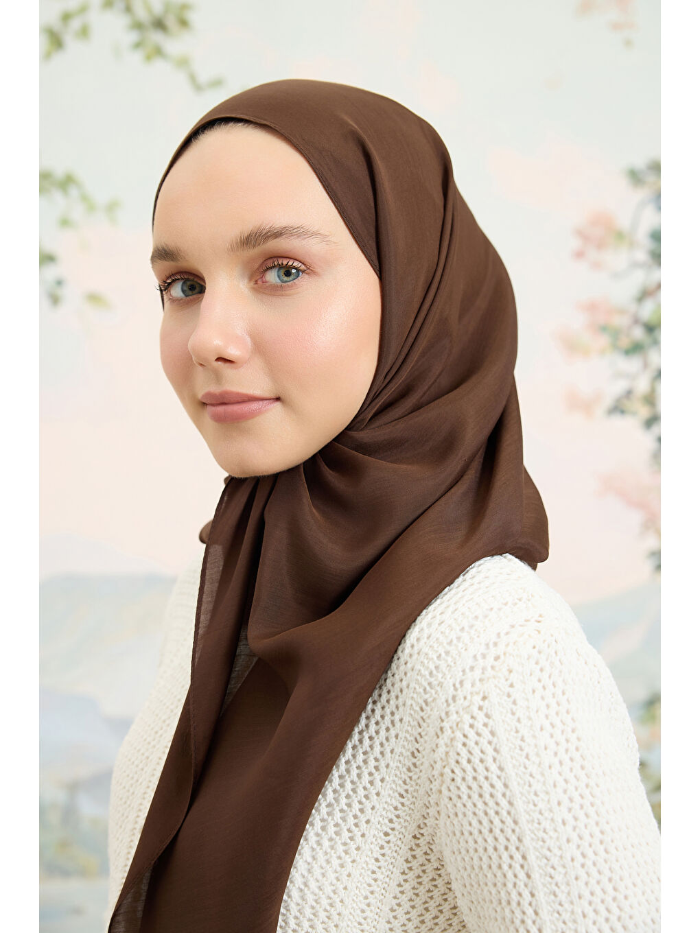 Kahverengi Floş Viskon Düz Şal Kahve-1