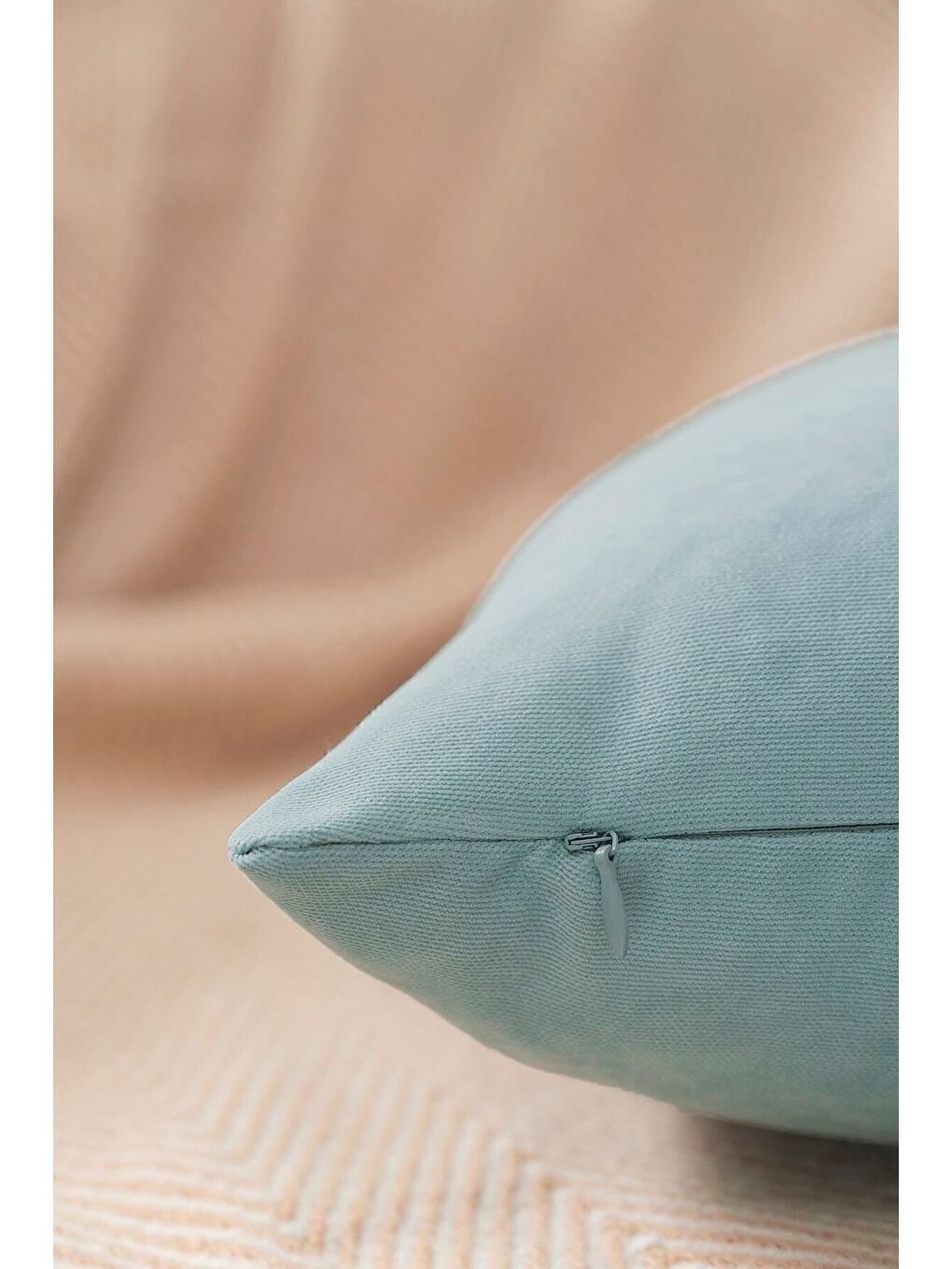 Panoroma Süet Dokulu Düz Punch (Panç) İçin Uygun Turkuaz 50X50 Dekoratif Kırlent Kılıfı-1