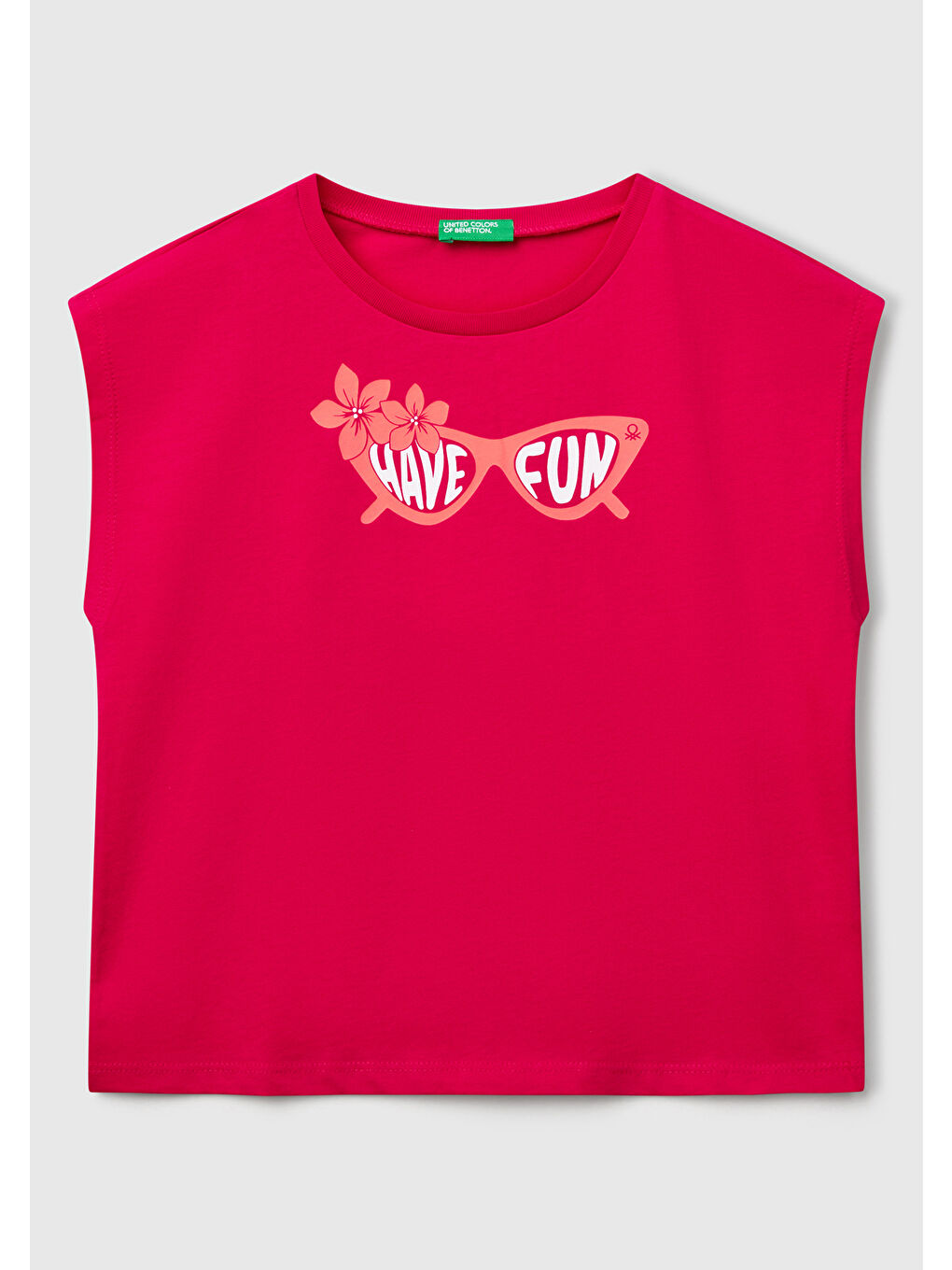 Kız Çocuk Fuşya Grafik Baskılı Kısa Kollu T-Shirt