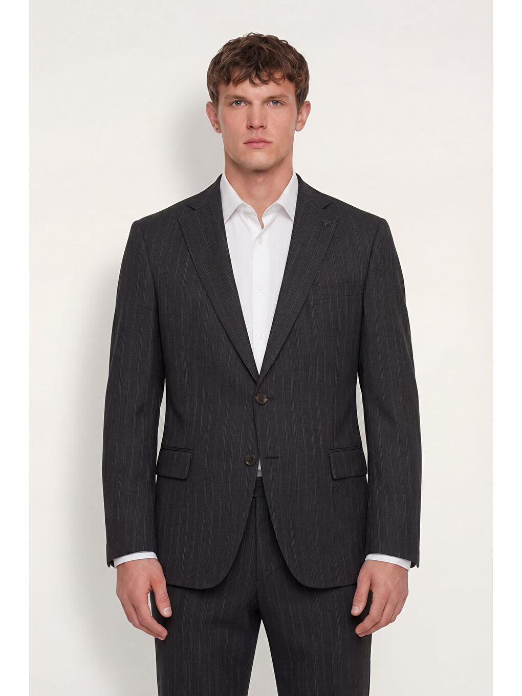 Kahverengi Giotelli Erkek Kahve Dar Kesim Slim Fit Viskon Dokuma Çizgili 4 Drop Takım Elbise