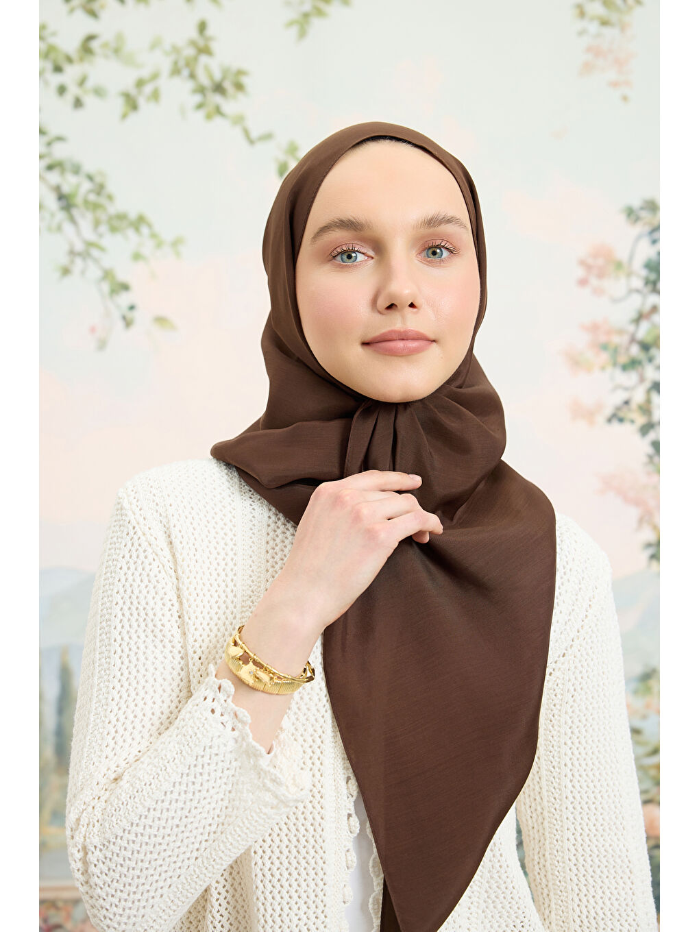 Kahverengi Floş Viskon Düz Şal Kahve-2