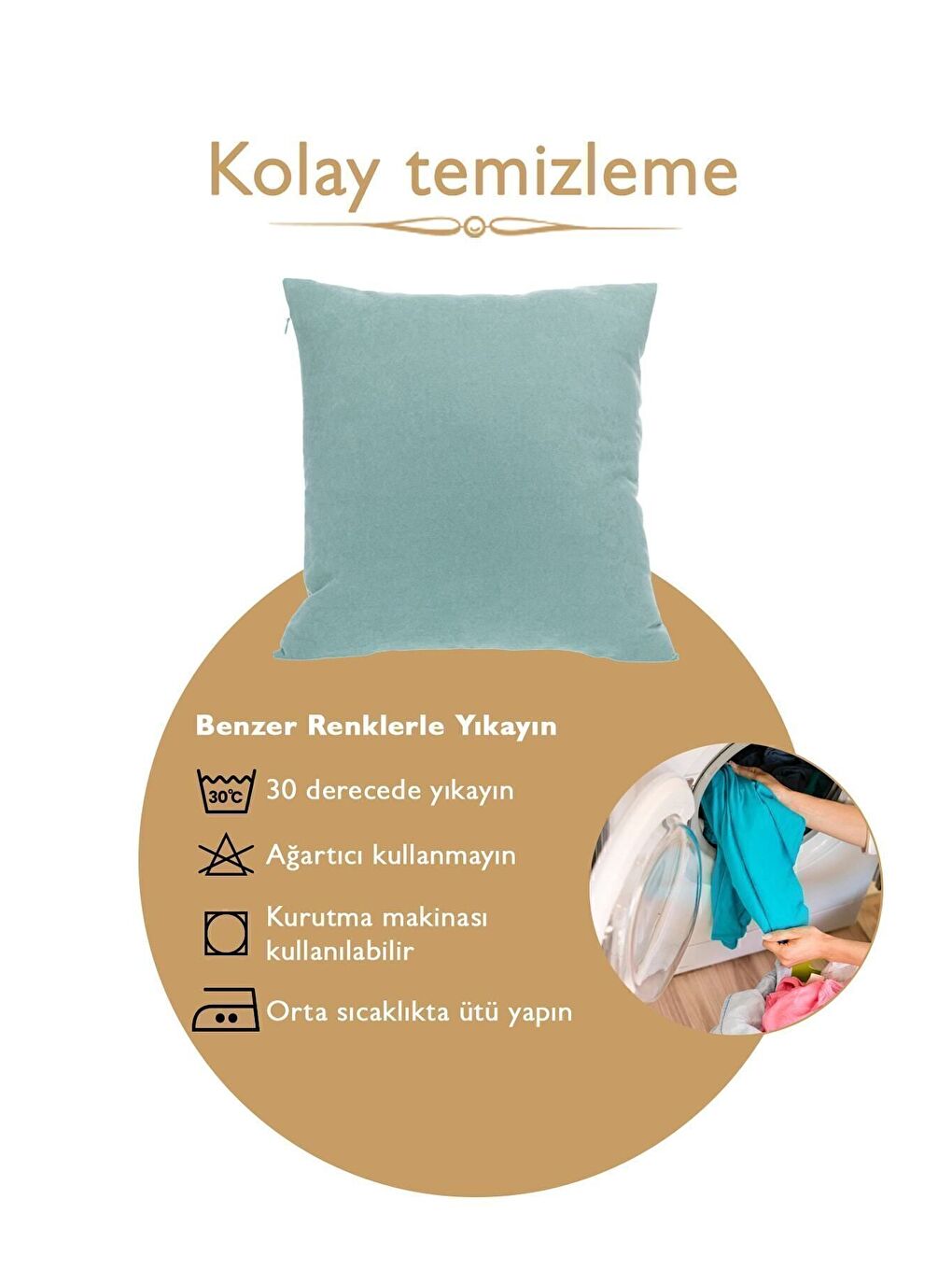 Panoroma Süet Dokulu Düz Punch (Panç) İçin Uygun Turkuaz 50X50 Dekoratif Kırlent Kılıfı-7